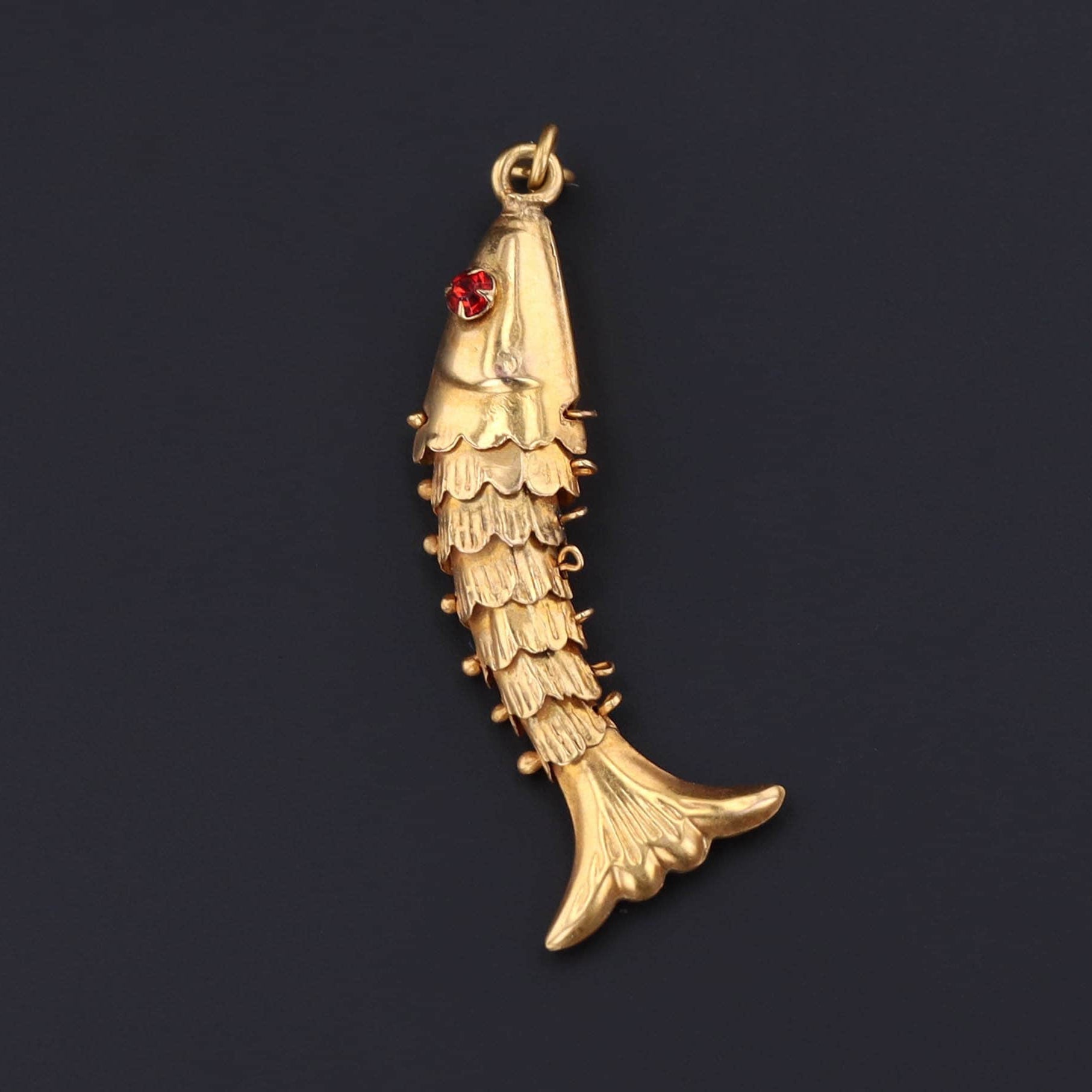 Moveable Fish Charm or Pendant | 14k Gold Fish Charm 