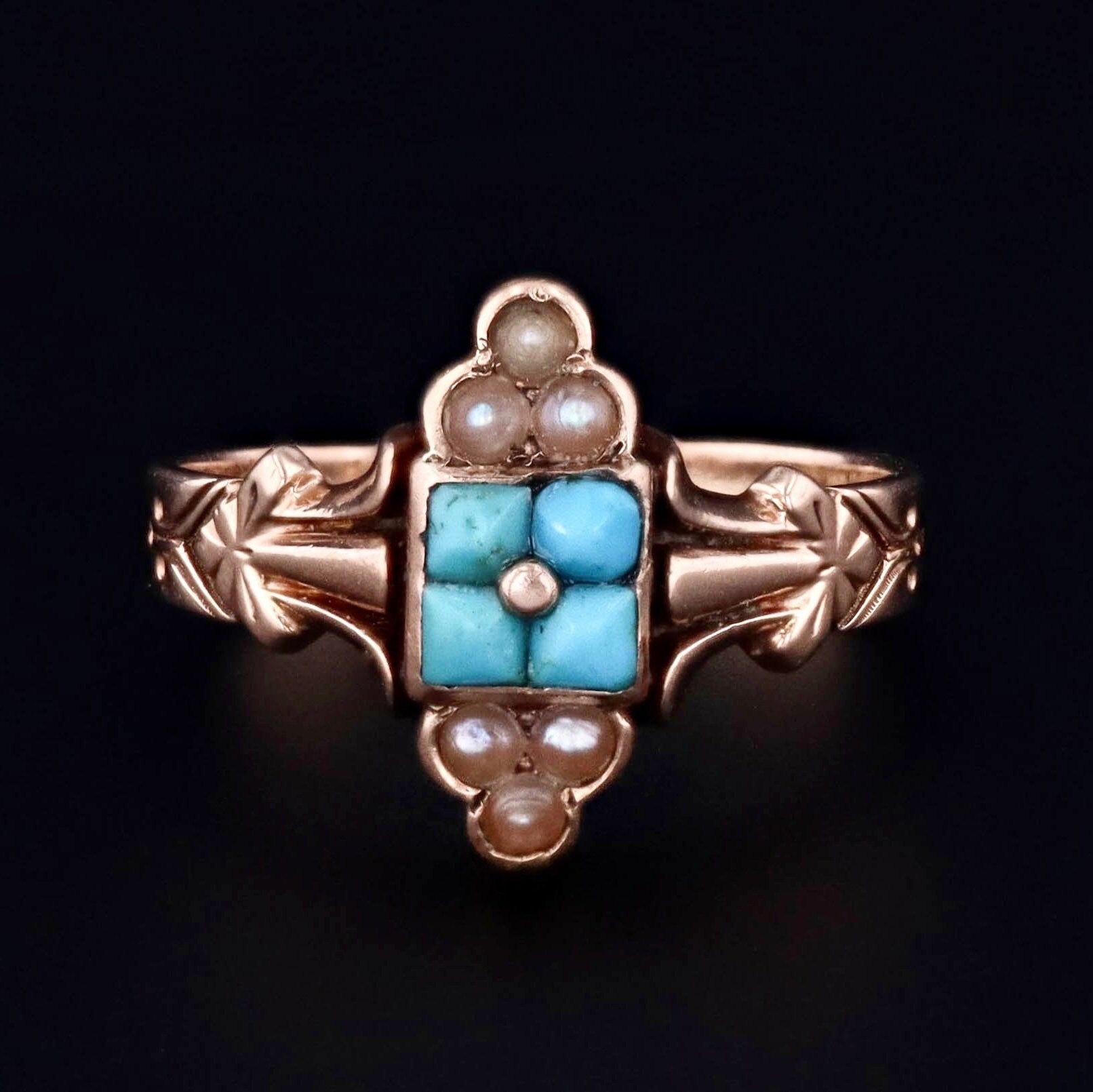 Turquoise & Pearl Ring | Antique Ring 