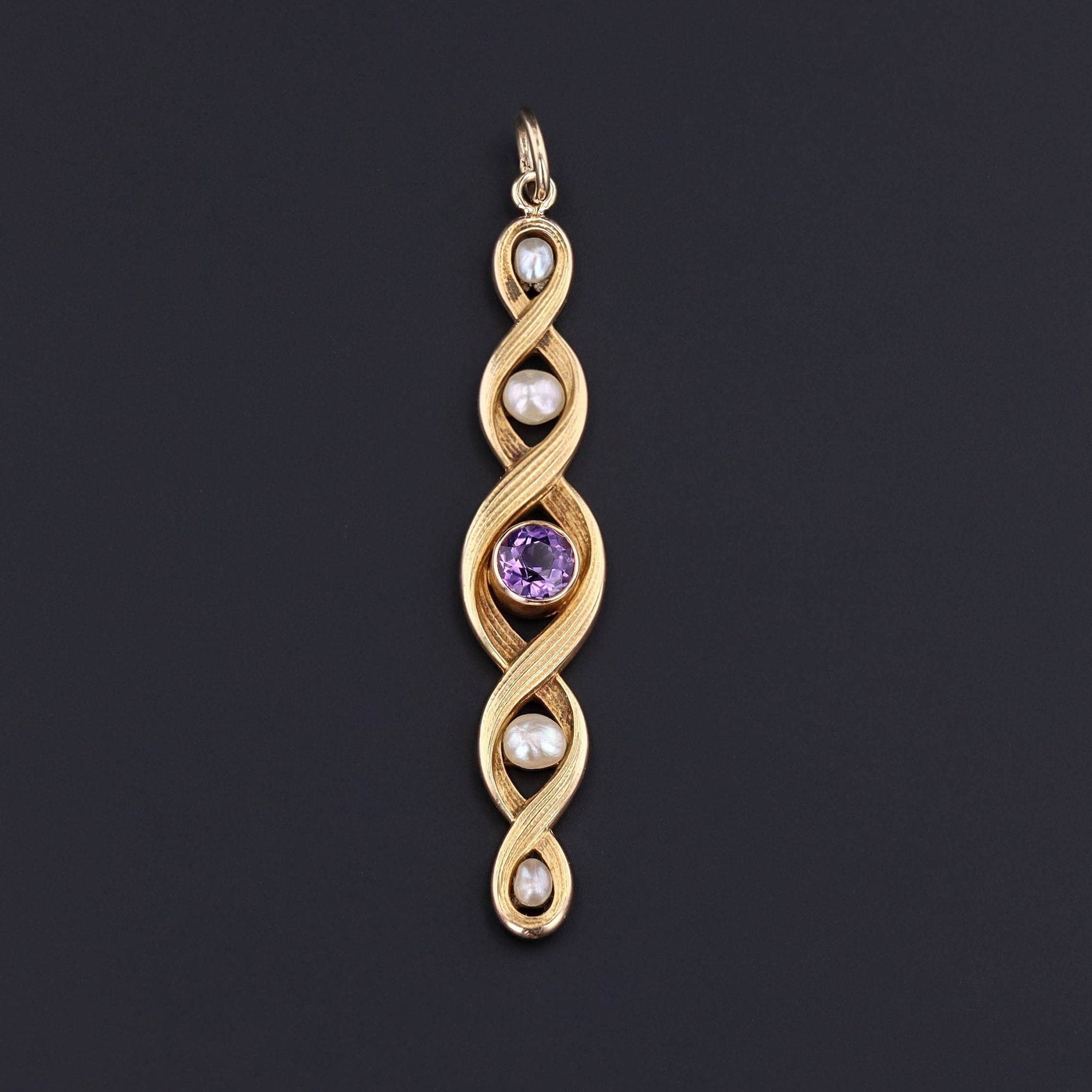 Amethyst & Pearl Pendant | Antique Pin Conversion 