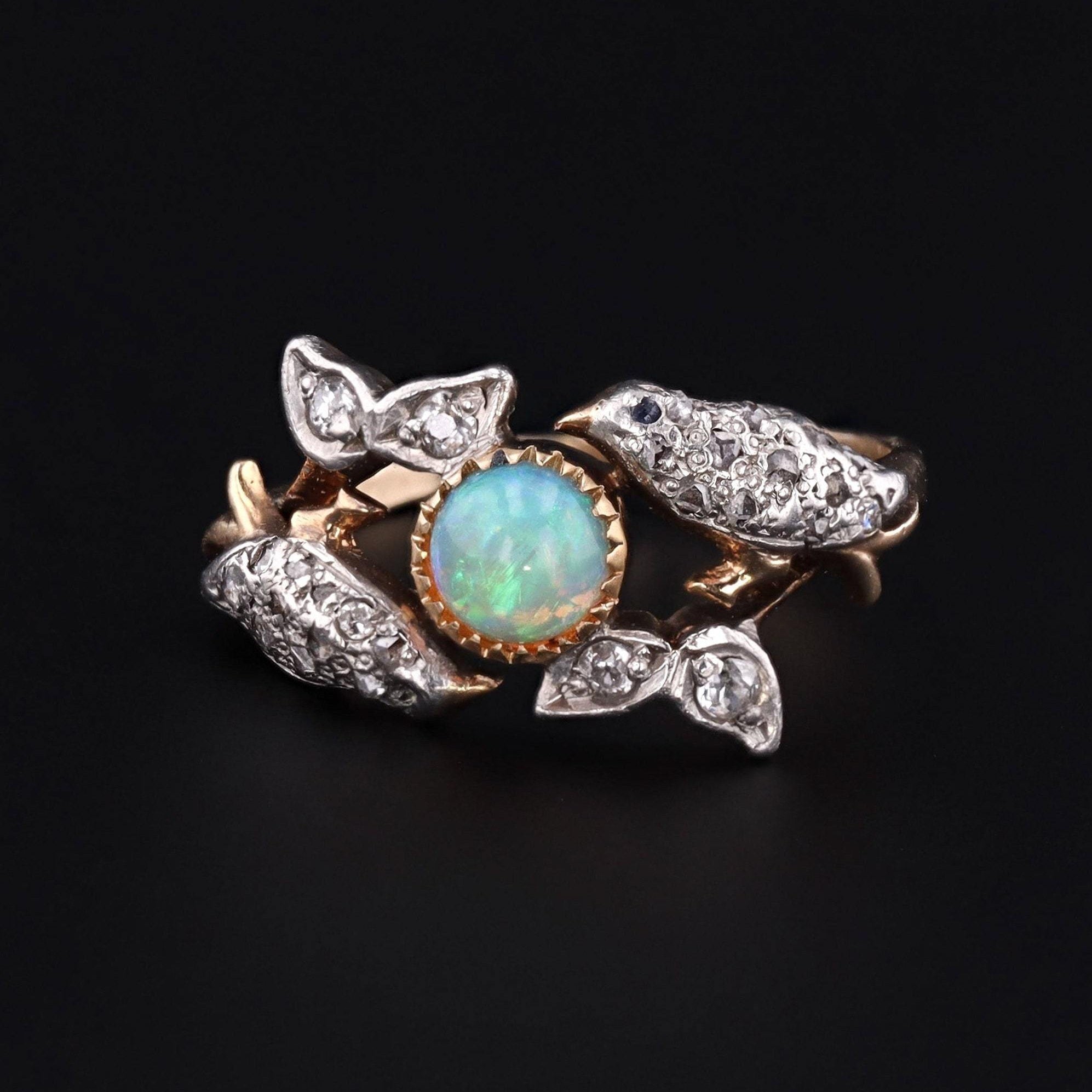 Antique Bird Ring | Opal & Diamond Bird Ring 