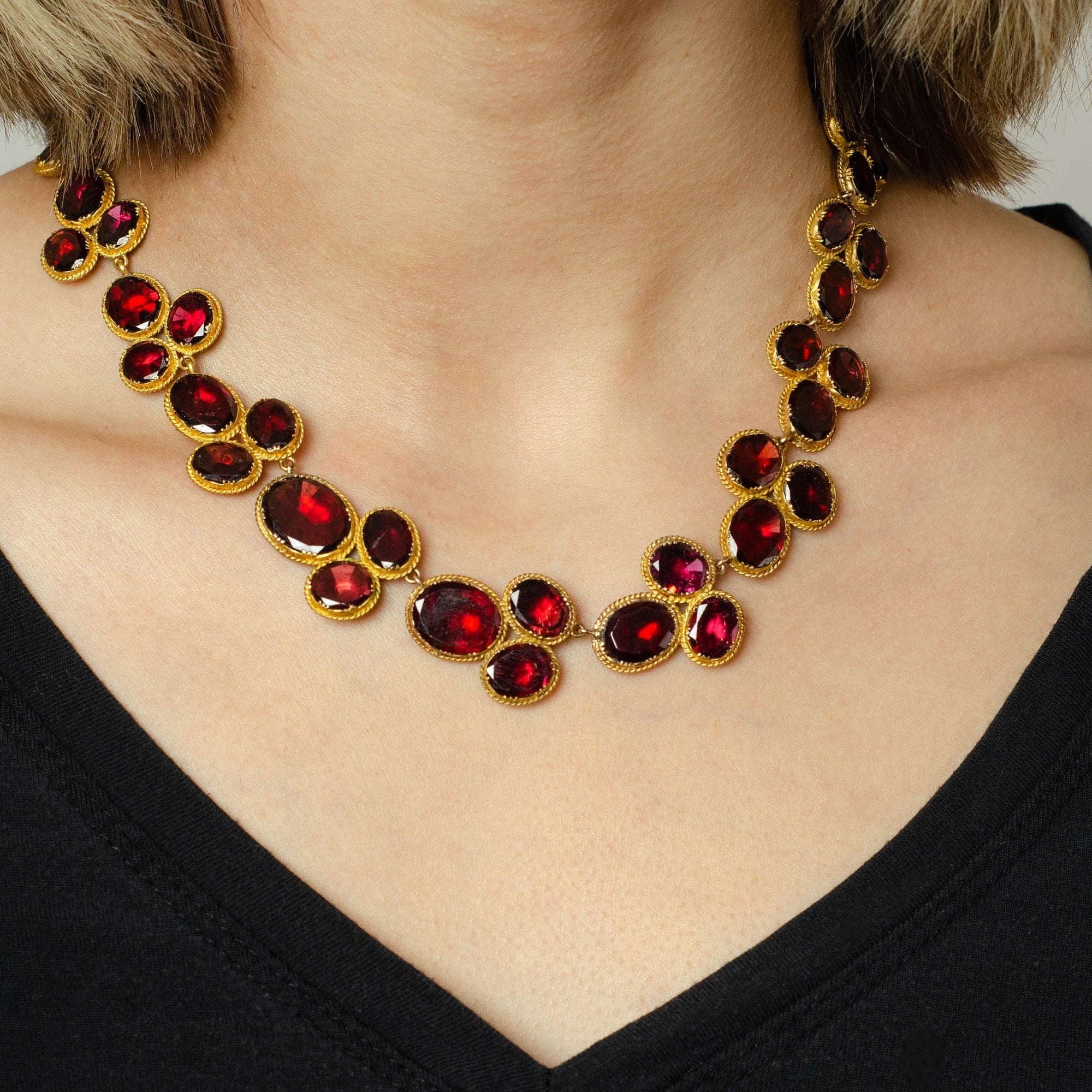 Georgian Riviere Necklace | Antique Garnet Necklace 