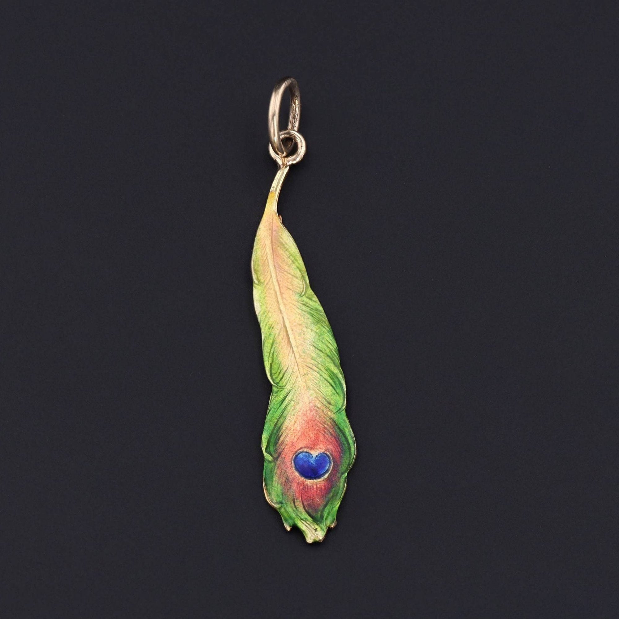 Peacock Feather Pendant | Antique Enamel Peacock Feather Pendant 