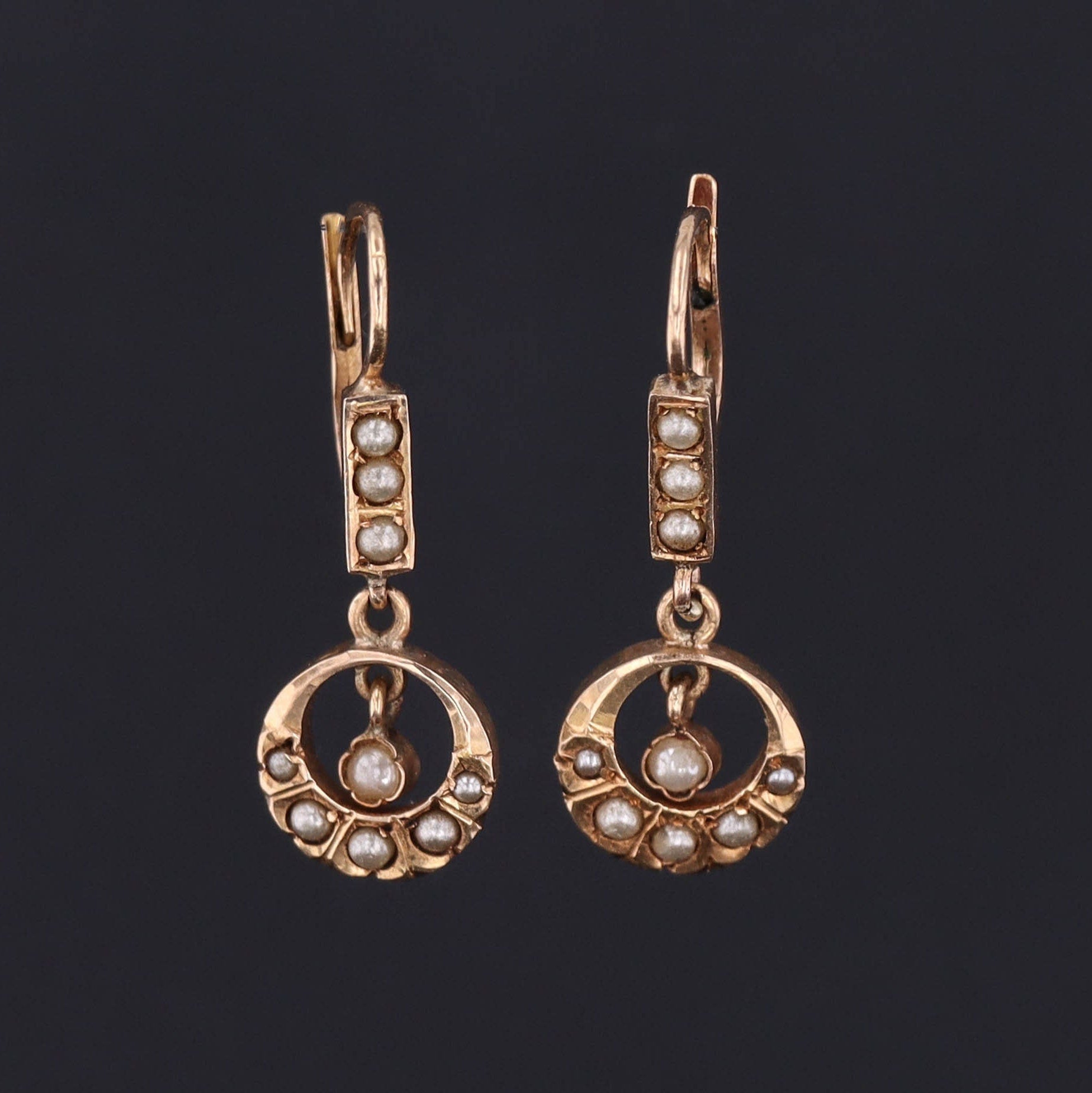 18k Gold Earrings | Vintage Dangle Earrings 