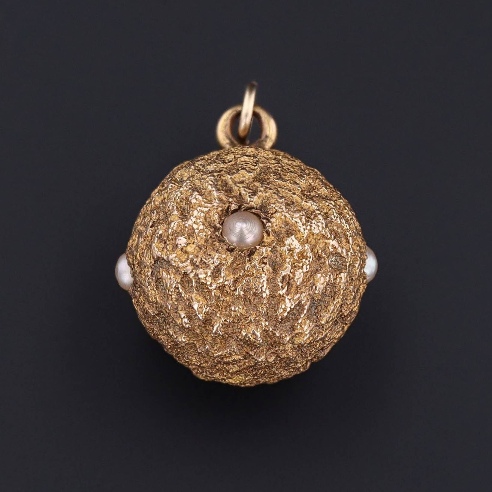 14k Gold & Pearl Orb Pendant | Antique Hat Pin Conversion 