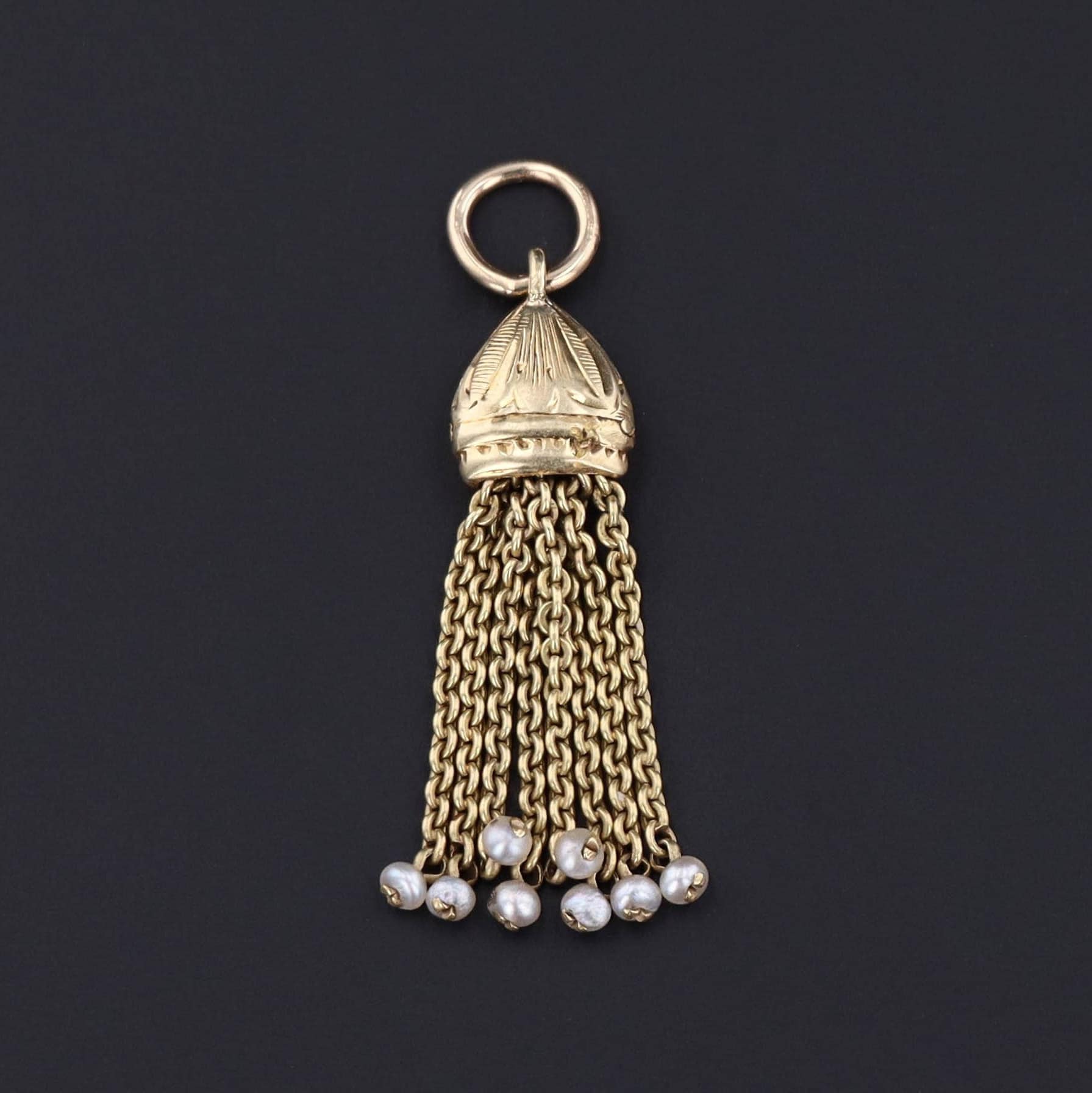 Antique Victorian Tassel Pendant | 14k Gold Pendant  