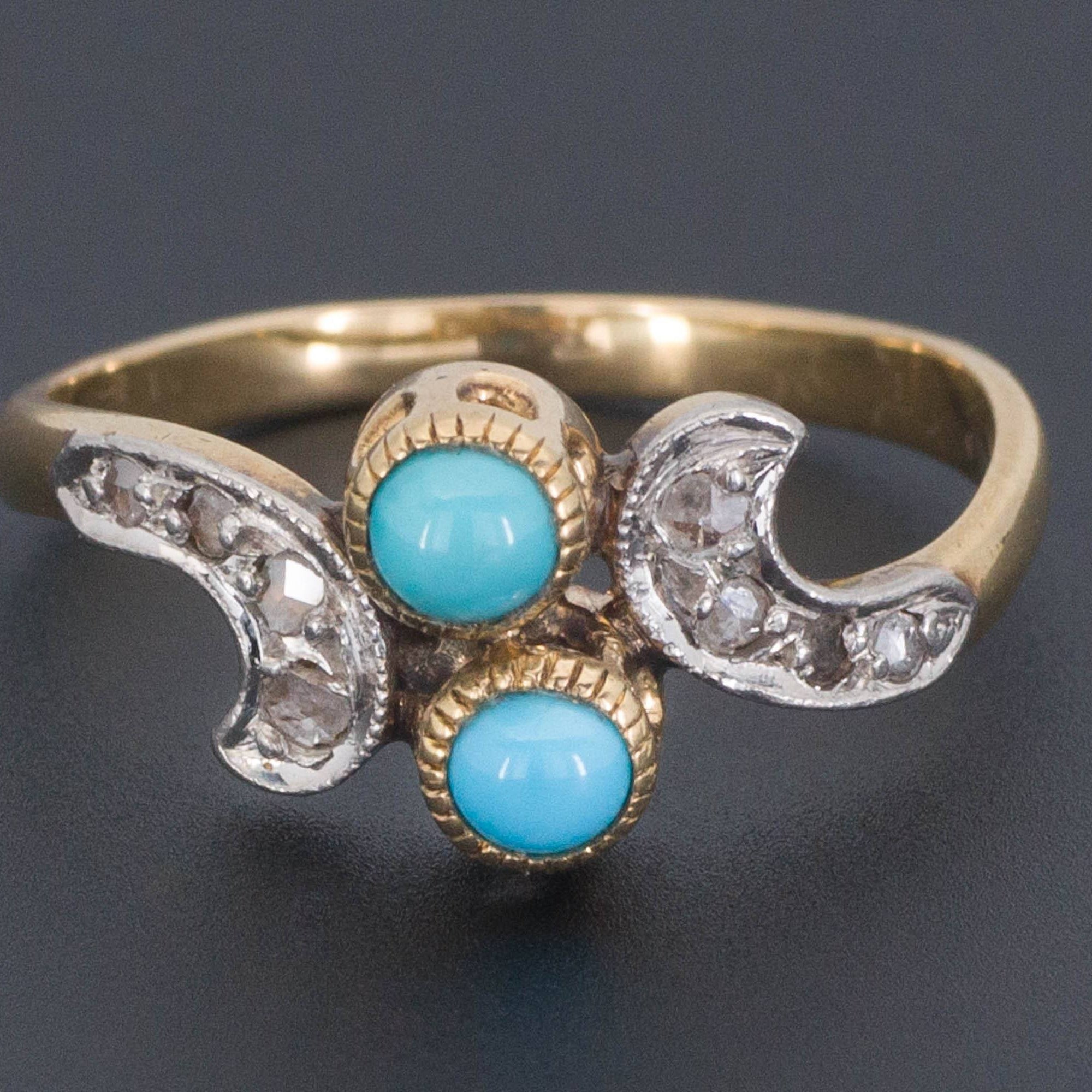 14k Gold Turquoise & Diamond Ring | Vintage Ring 