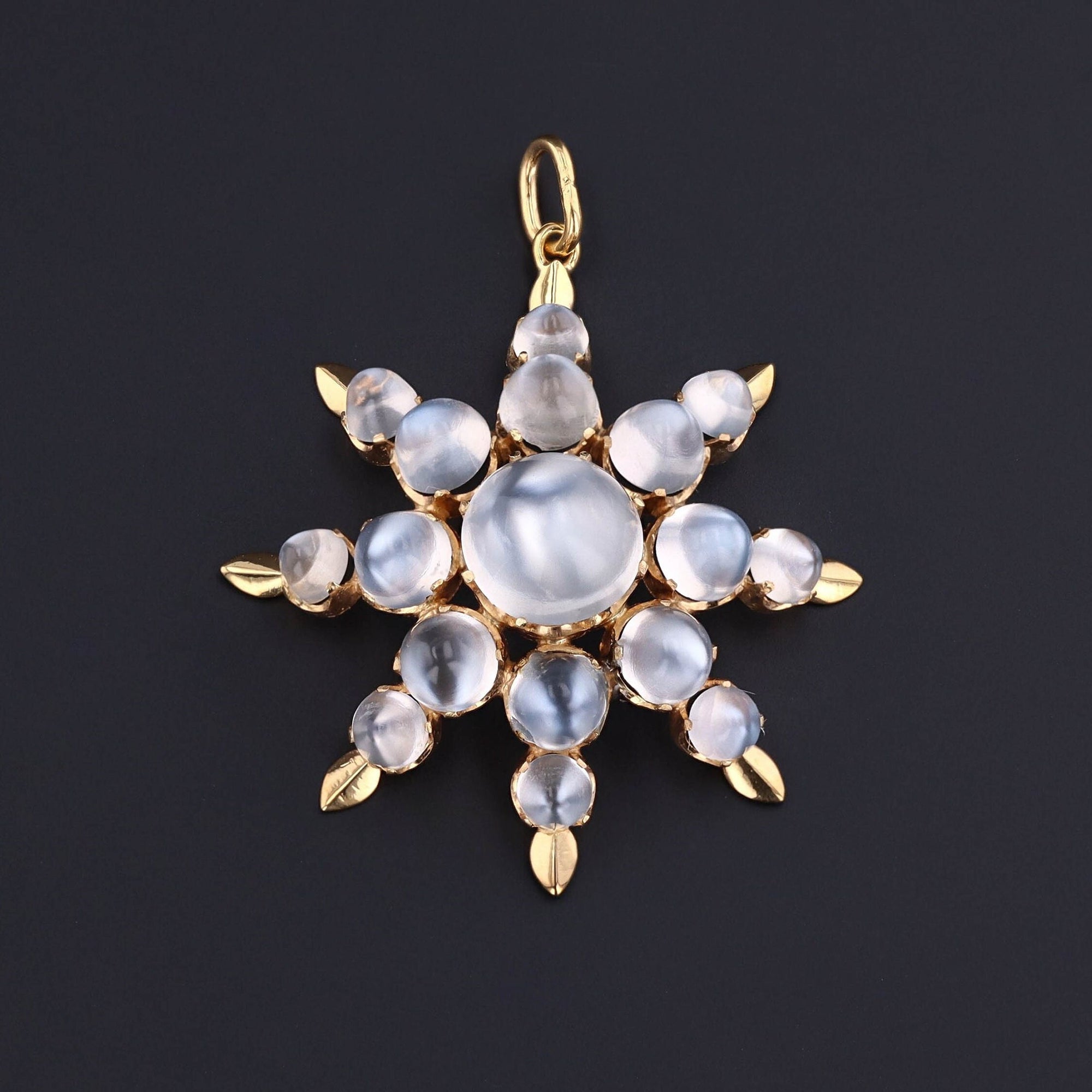 Vintage Moonstone Star Pendant | 14k Gold Moonstone Pendant 