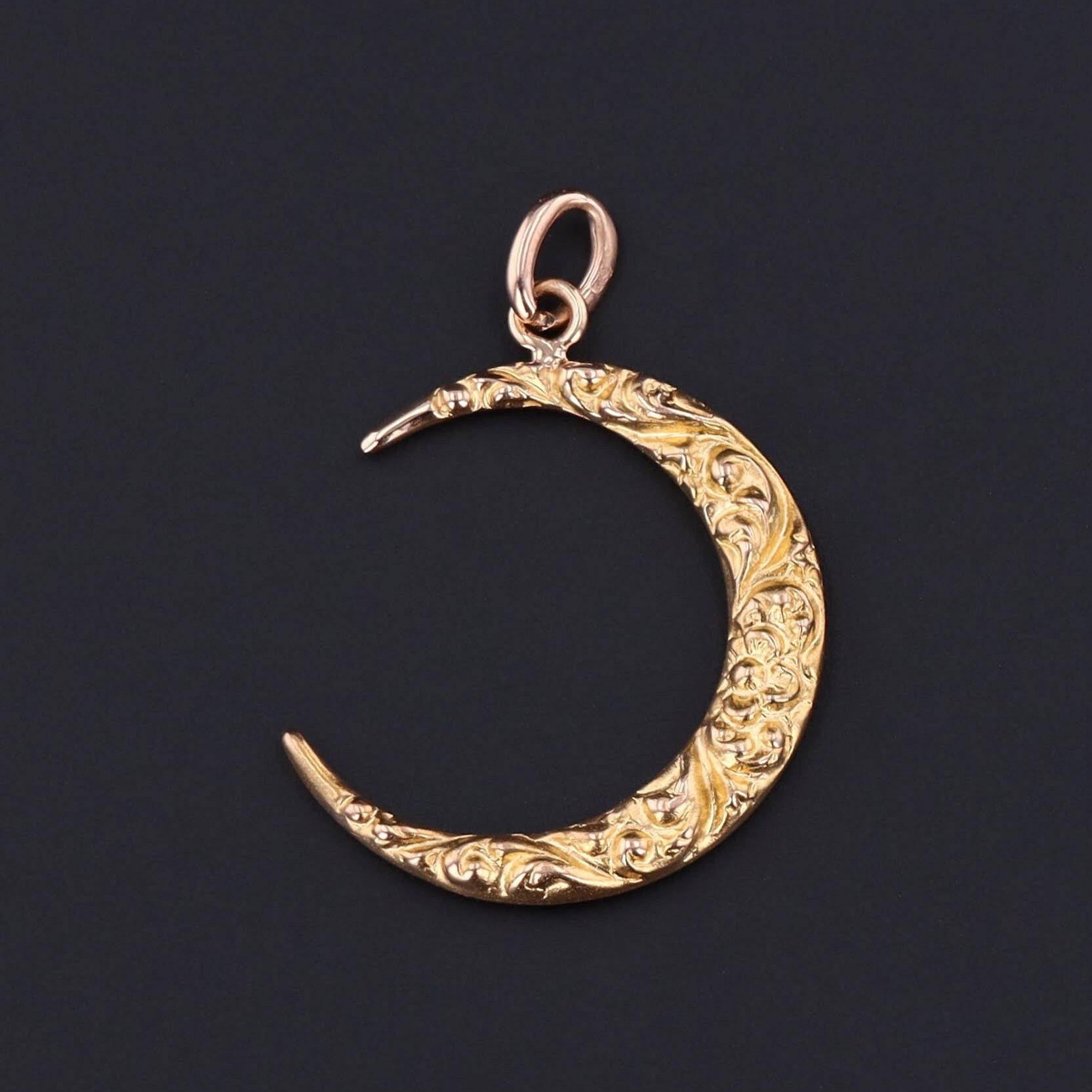 Crescent Moon Pendant | Antique Crescent Moon Charm 