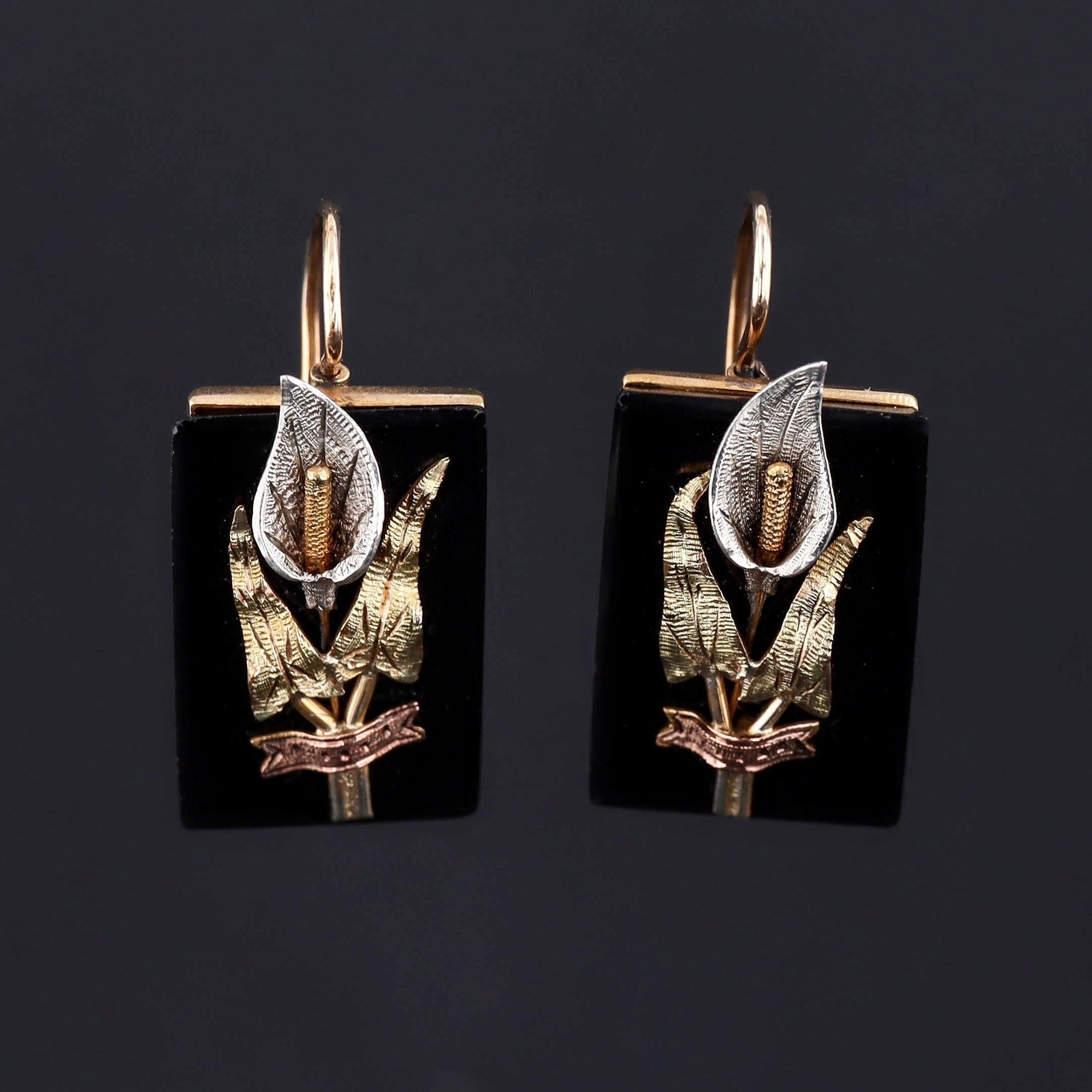Victorian Onyx Earrings | Calla Lily Earrings 