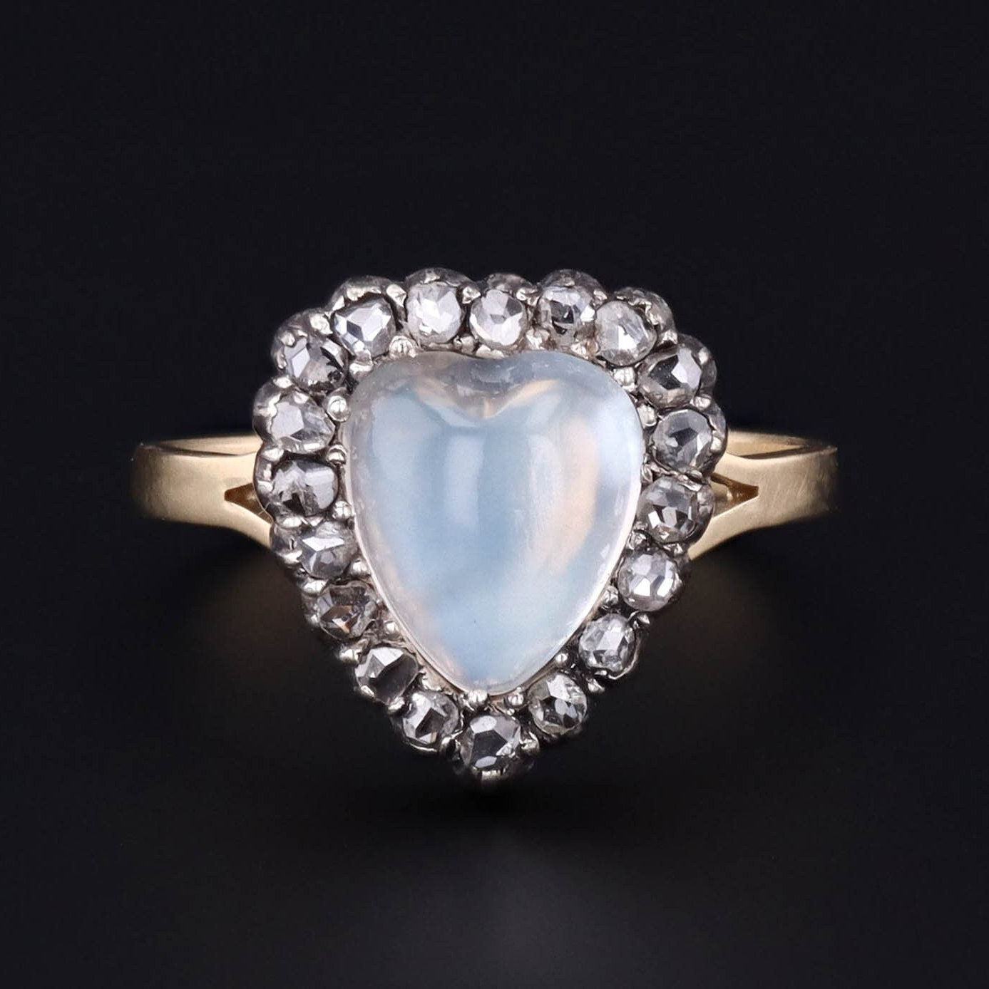 Antique Moonstone Heart Ring | Moonstone Diamond Ring 
