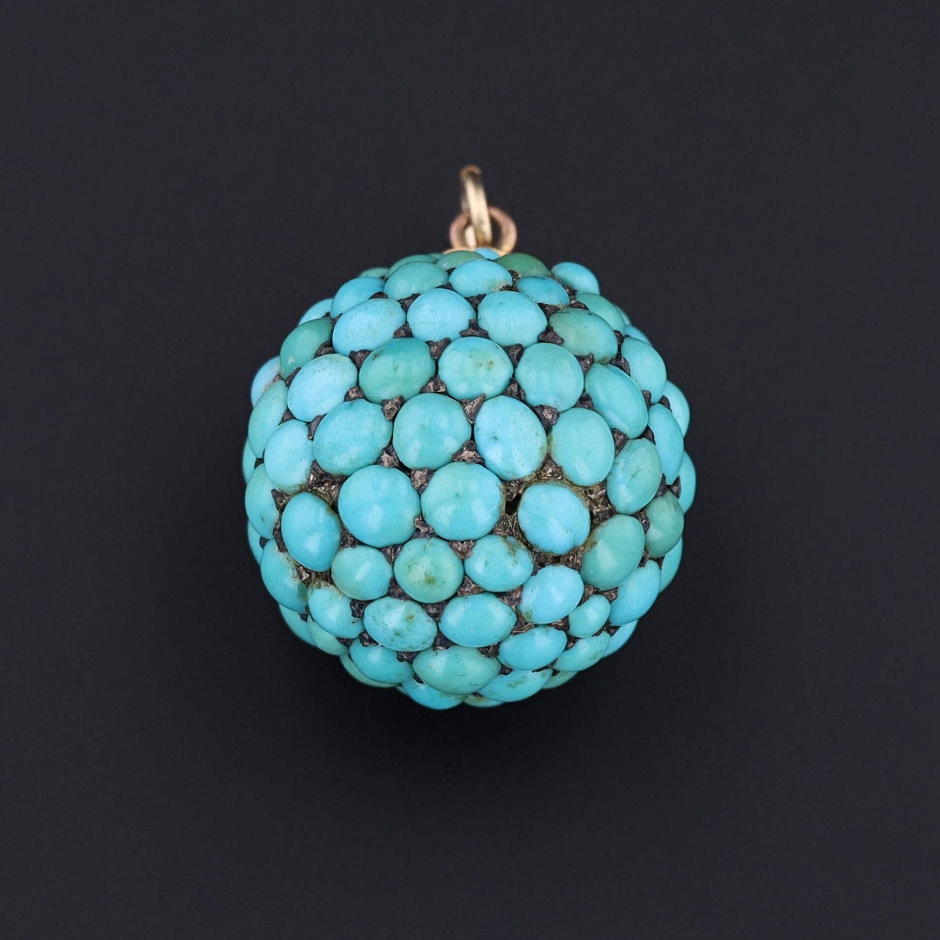 Antique Turquoise Ball Pendant | Antique Turquoise Orb 