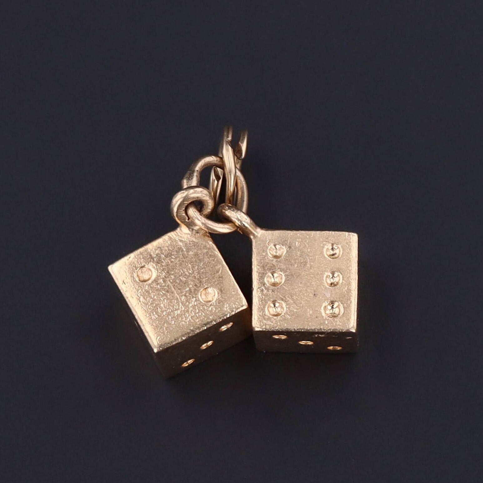 Vintage Double Die Charm | 14k Gold Dice Charm 