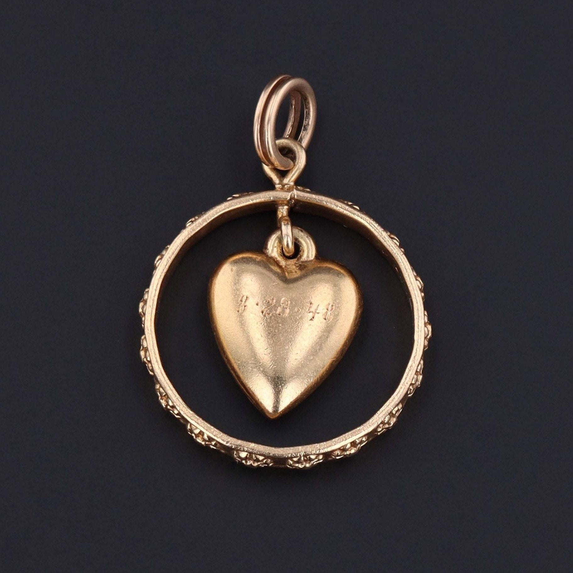 Vintage Heart Pendant | 14k Gold Pendant 