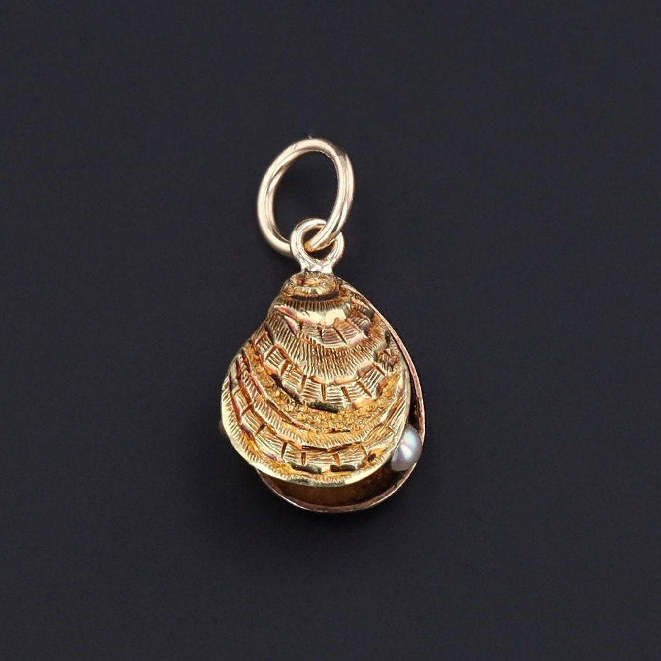 14k Gold Oyster Charm | Antique Oyster Charm 