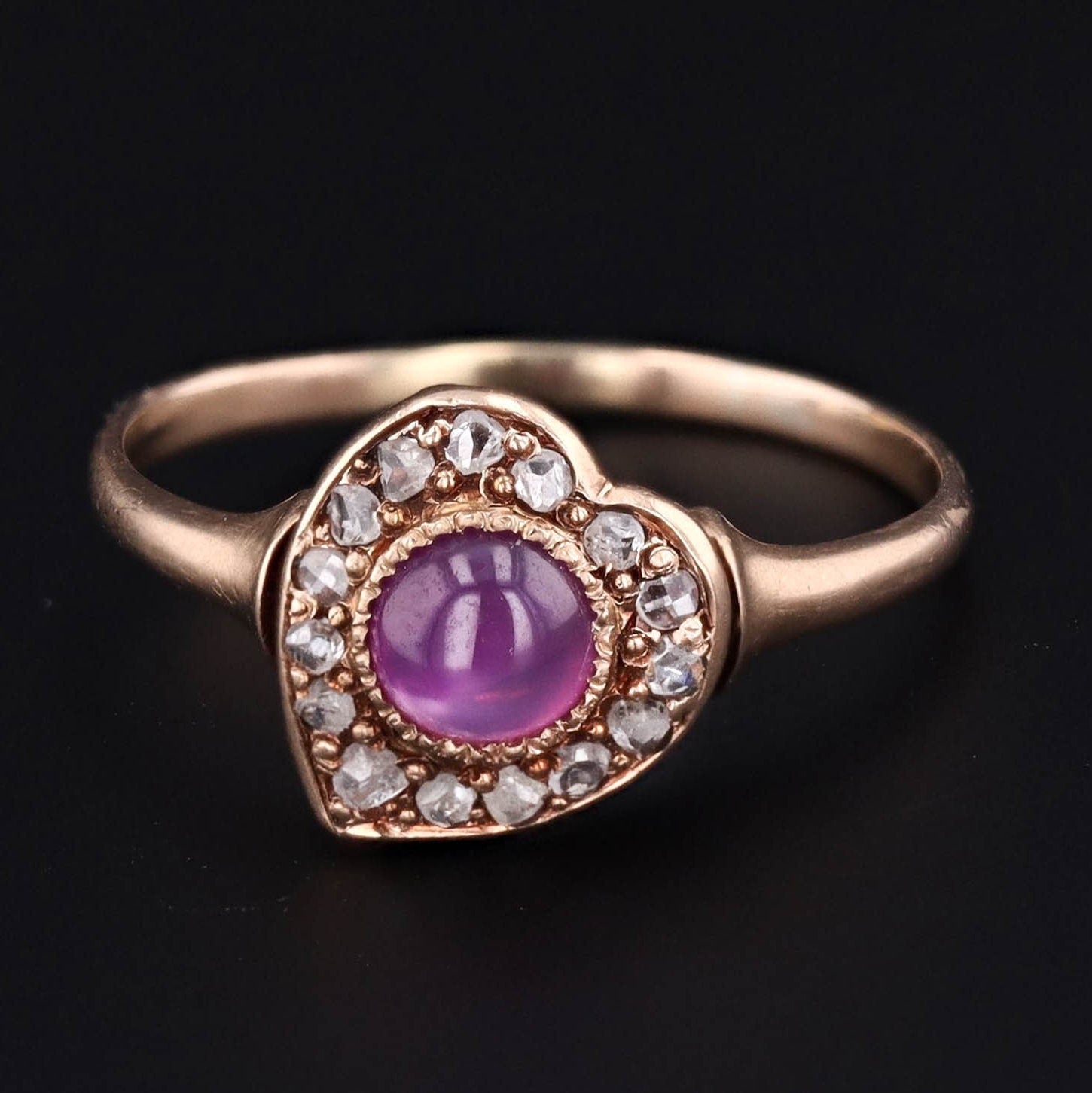 Antique Heart Ring | Diamond and Ruby Ring 