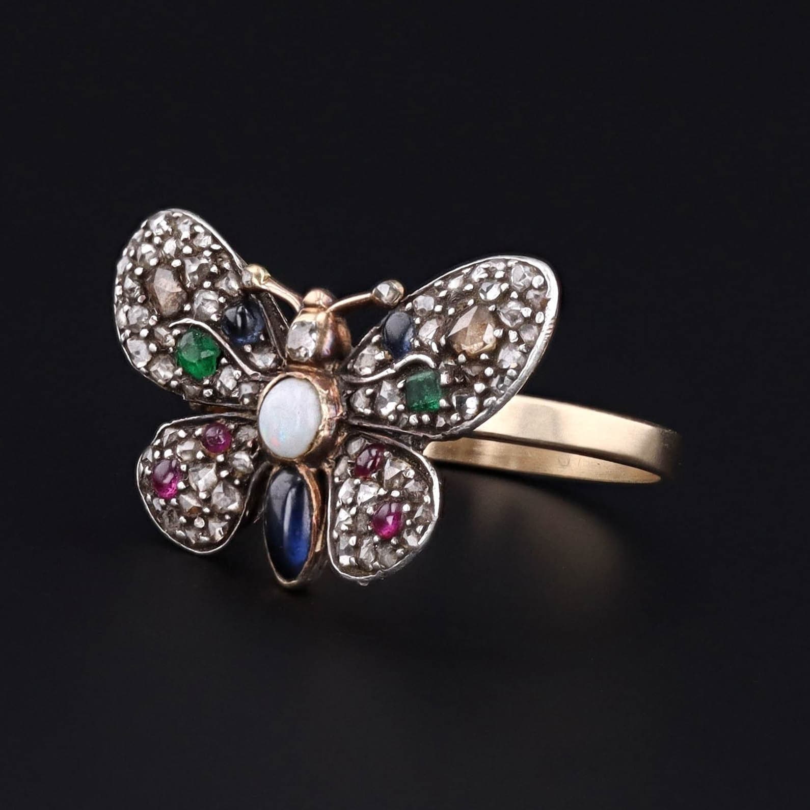 Antique Butterfly Ring | Gemstone Butterfly Ring 