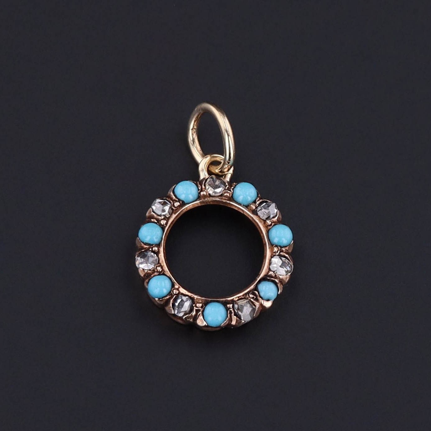 Diamond & Turquoise Pendant | Circle Pendant 