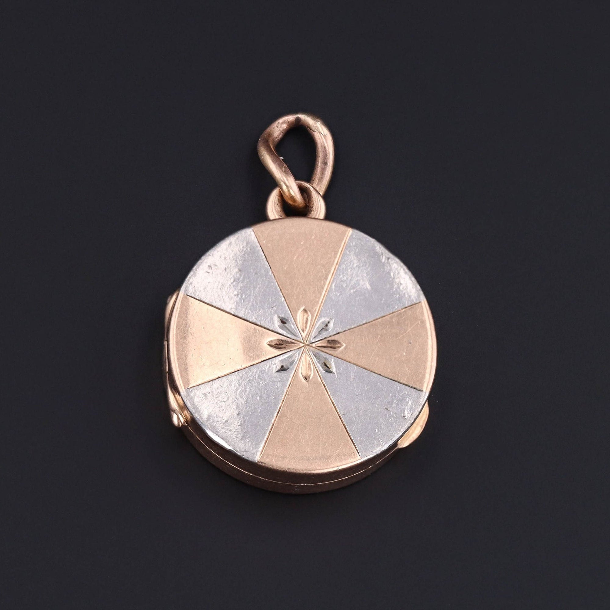 Antique Rose Gold & Platinum Locket | Mixed Metal Locket 