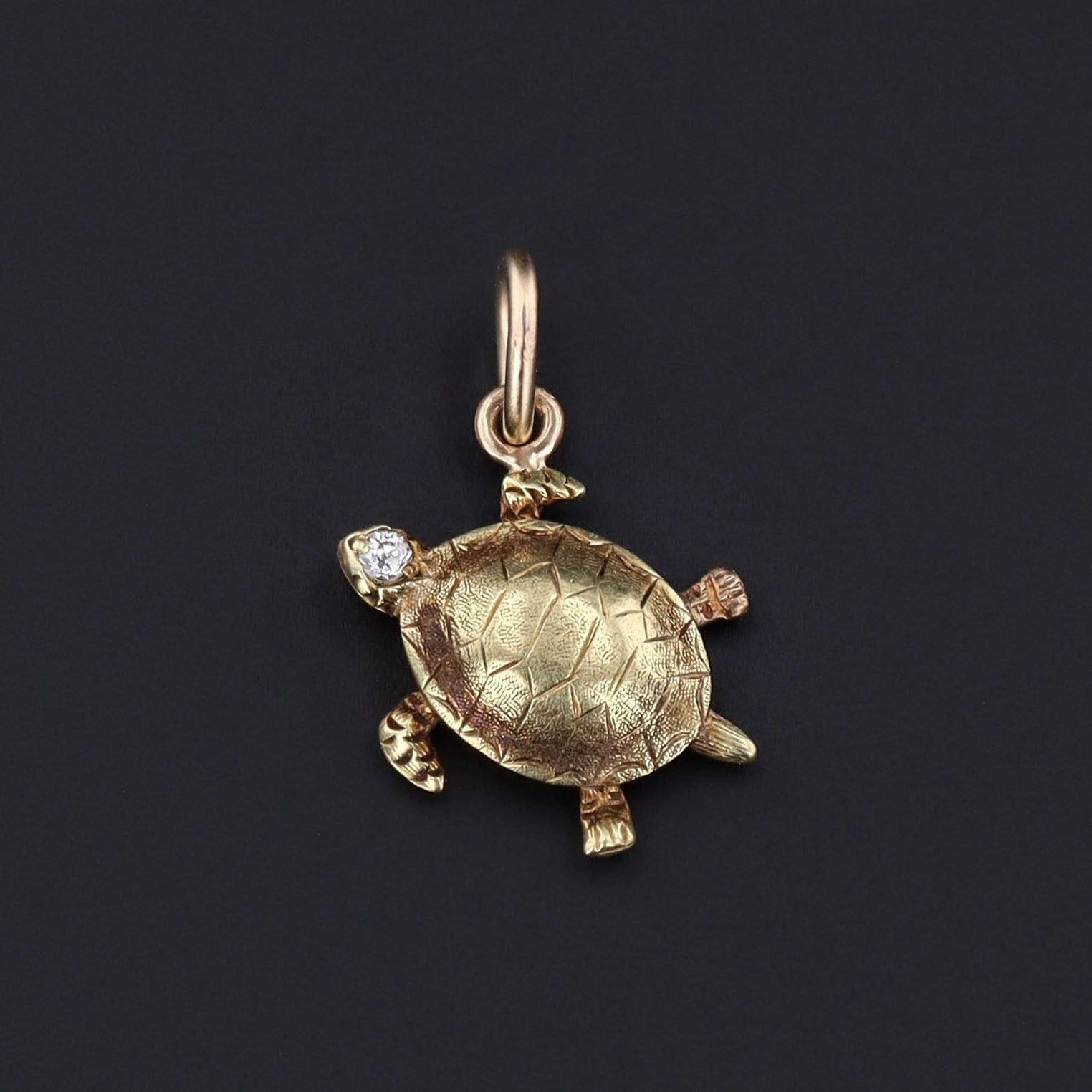 Antique Turtle Charm | 14k Gold Turtle Charm or Pendant 
