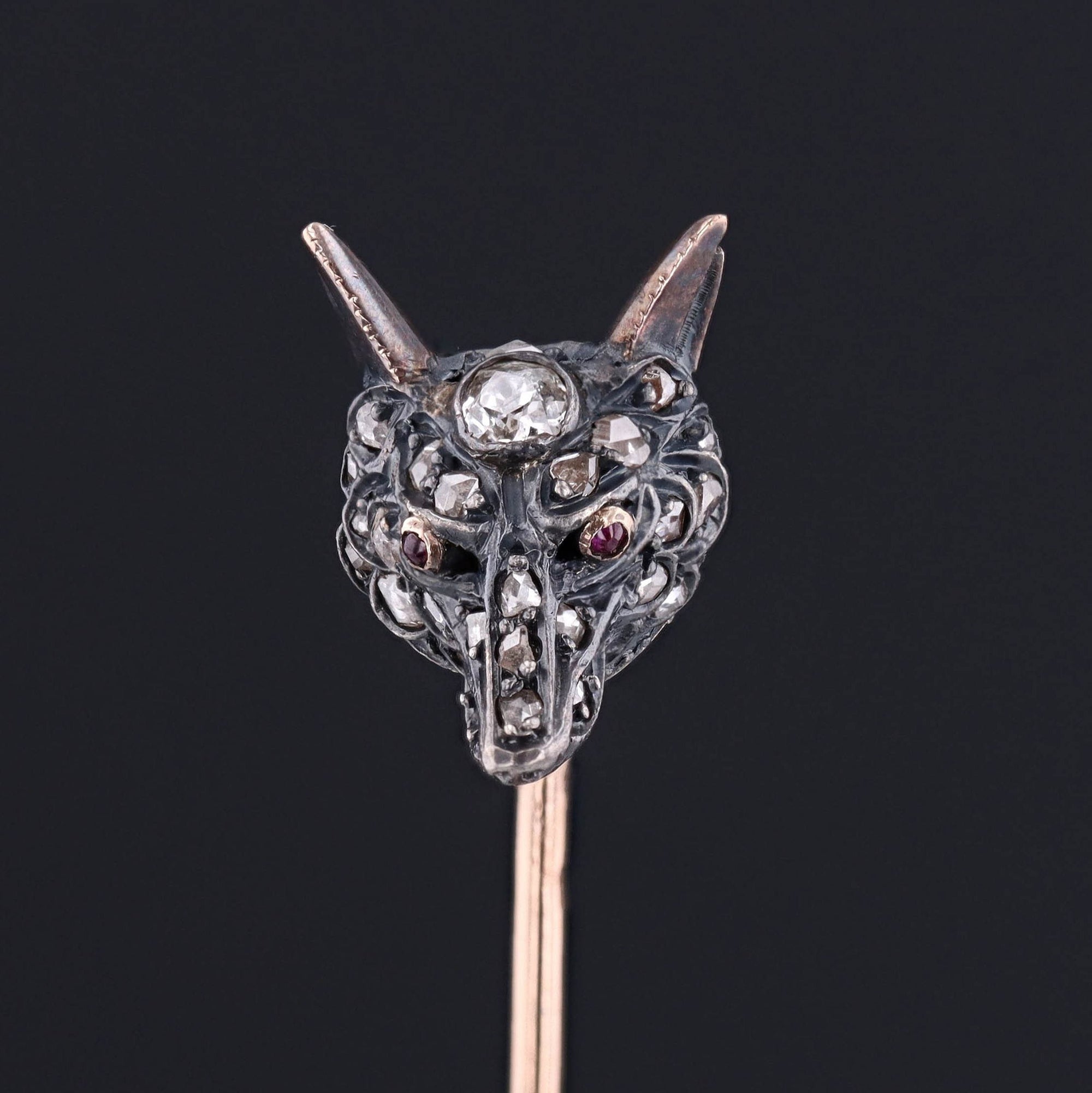 Antique French Stickpin | Diamond Fox Stickpin 