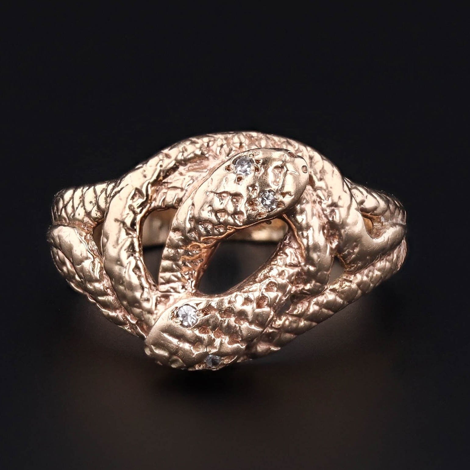 Entwined Snakes Ring | 10k Gold Snake Ring 