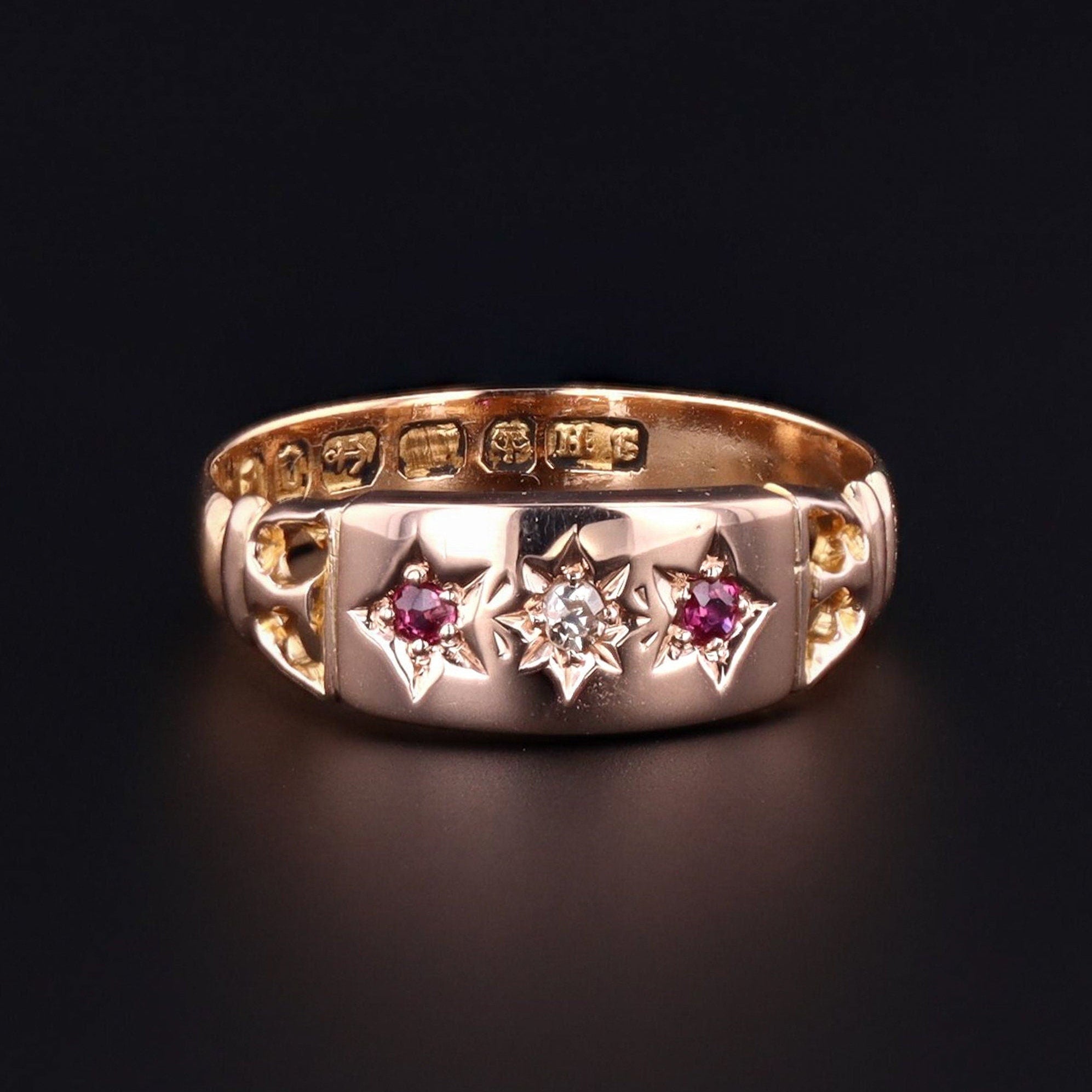Antique Ruby & Diamond Ring | 18k Gold Ring 