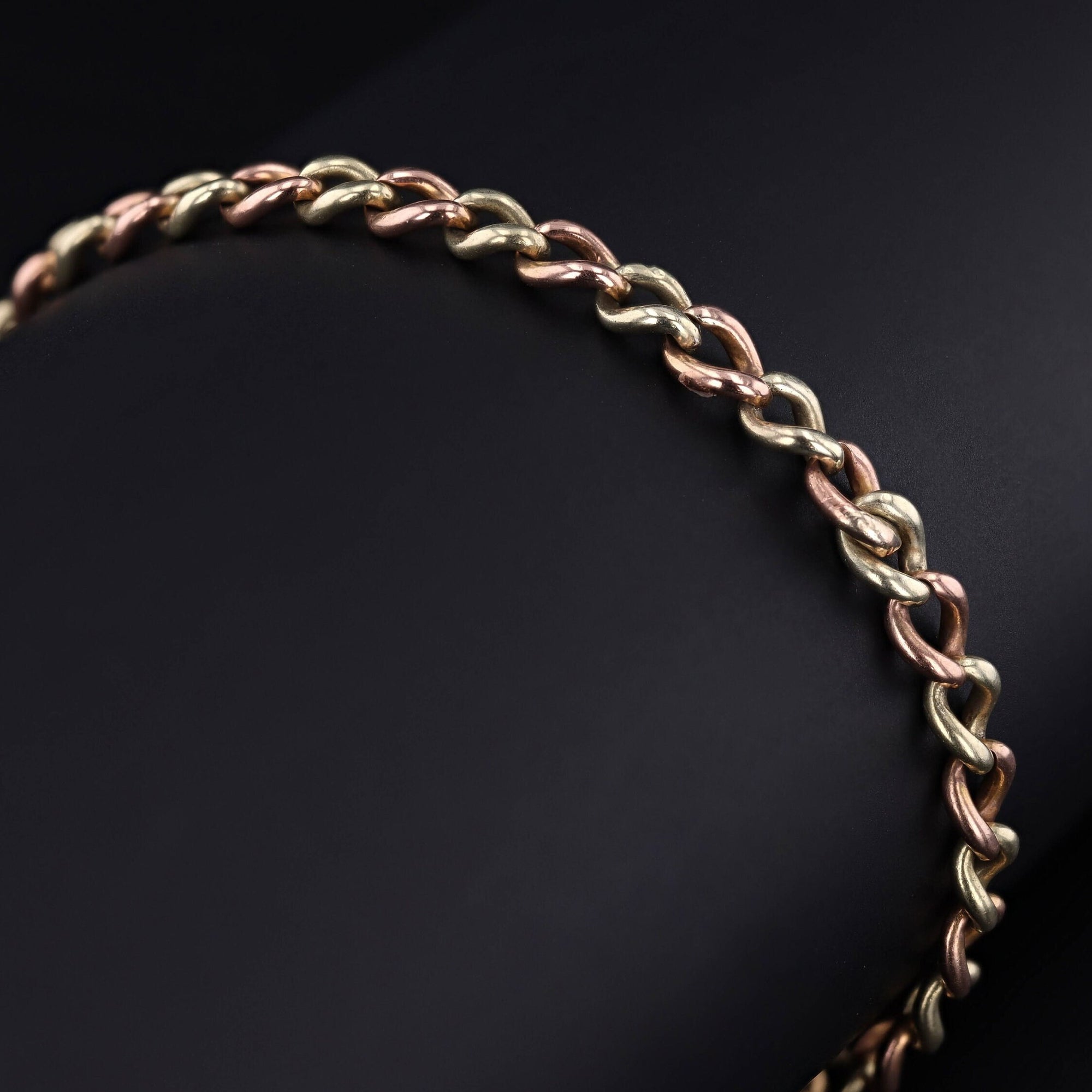 14k Gold Charm Bracelet | Rose & Green Gold Charm Bracelet 