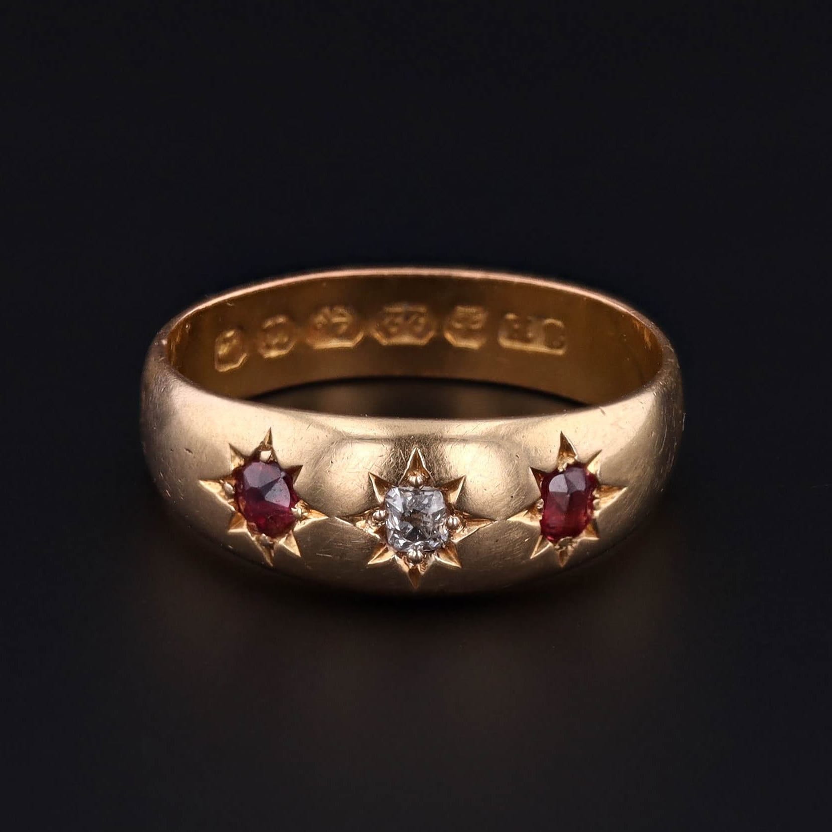 Vintage Star Ring | Antique Ruby & Diamond Ring 