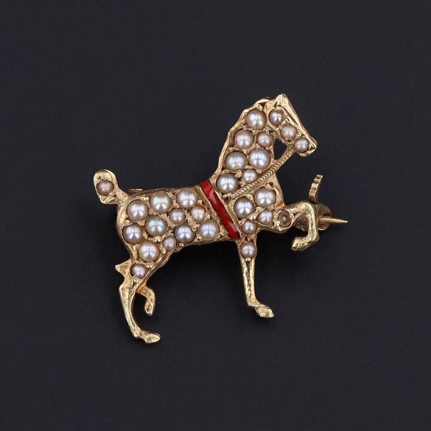 Antique Horse Brooch | 14k Gold Horse Pin 