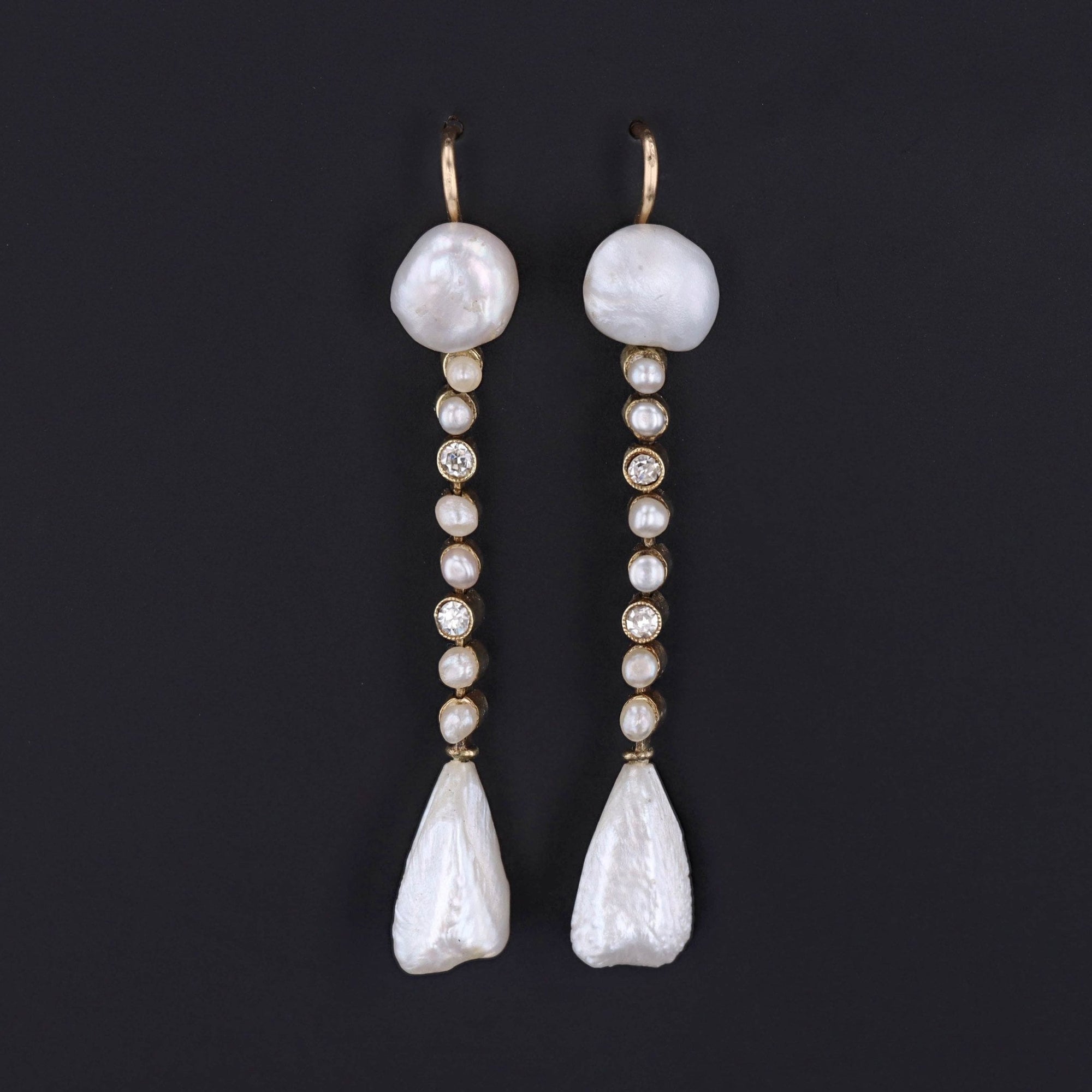 Vintage Diamond Earrings | Diamond & Pearl Earrings 
