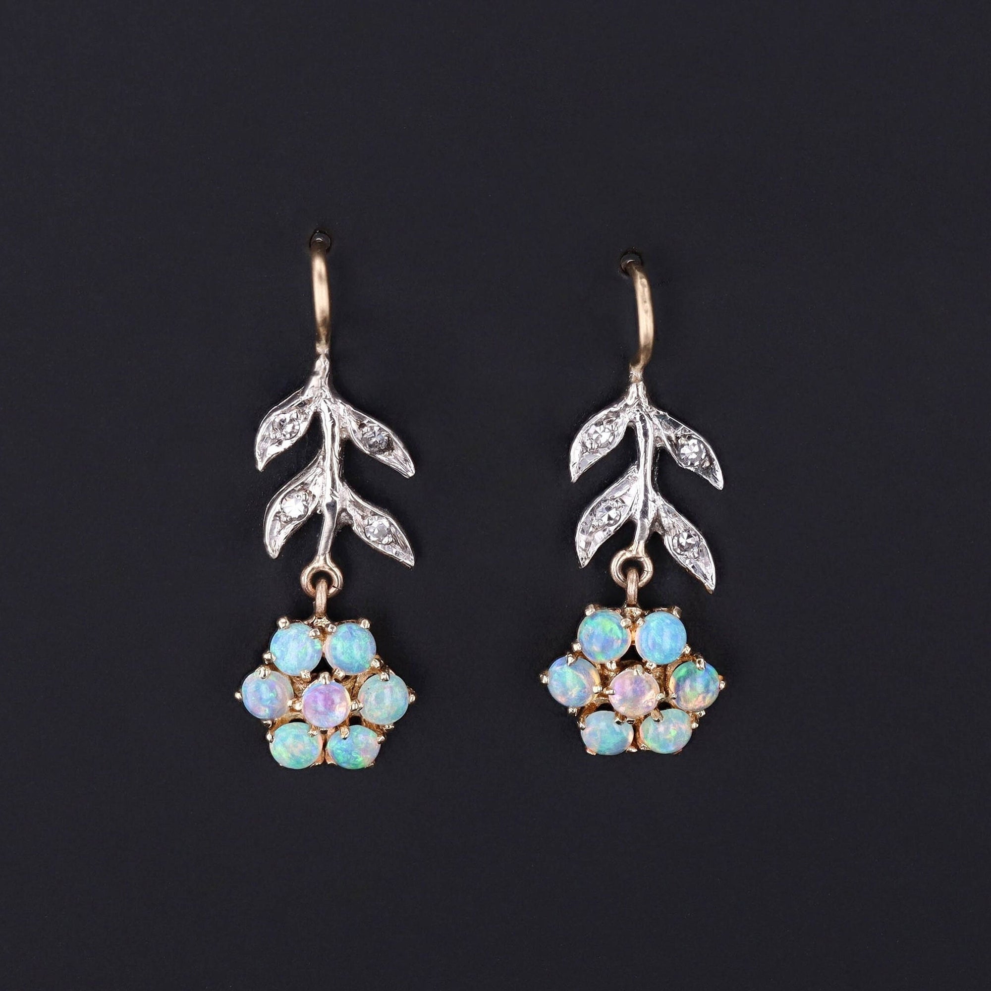 Opal & Diamond Earrings | 14k Gold Earrings 