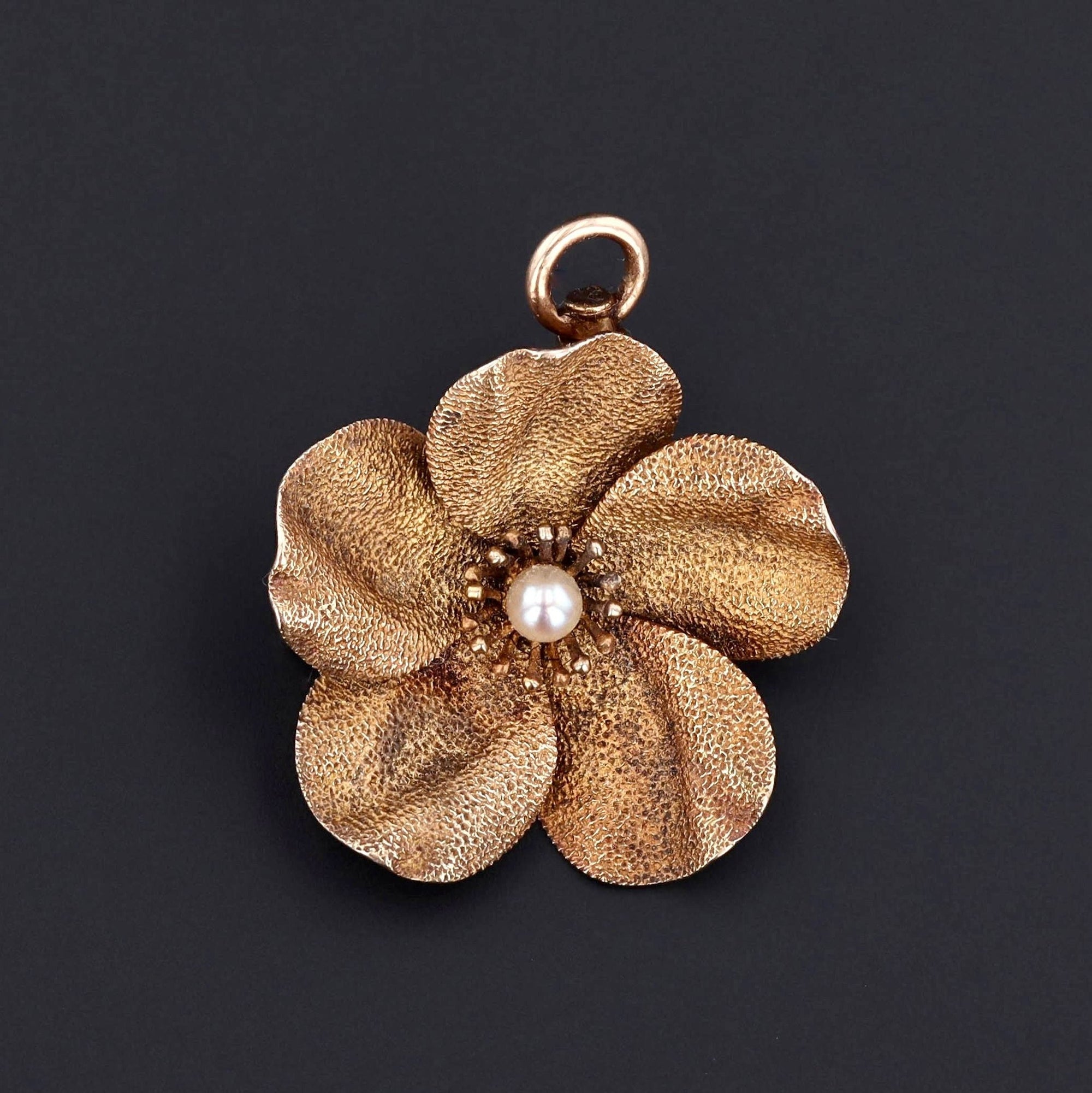 Antique Flower Pendant or Brooch | 14k Gold Flower Pendant 