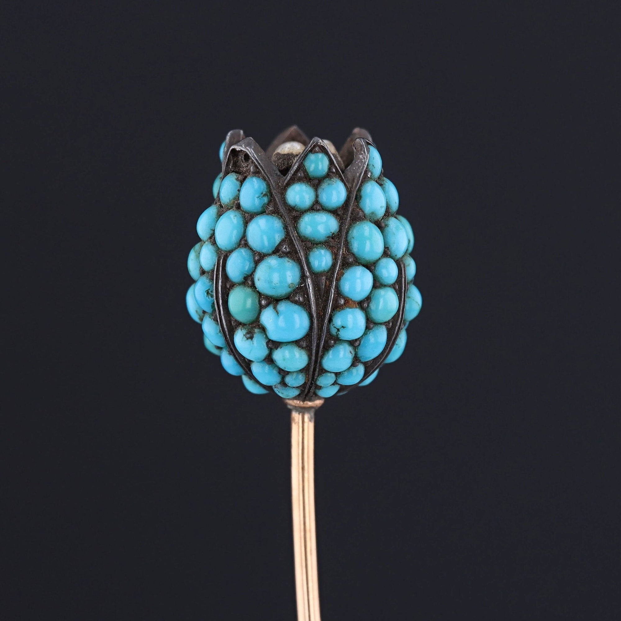 Antique Turquoise Tulip Stick Pin | Antique Stick Pin 