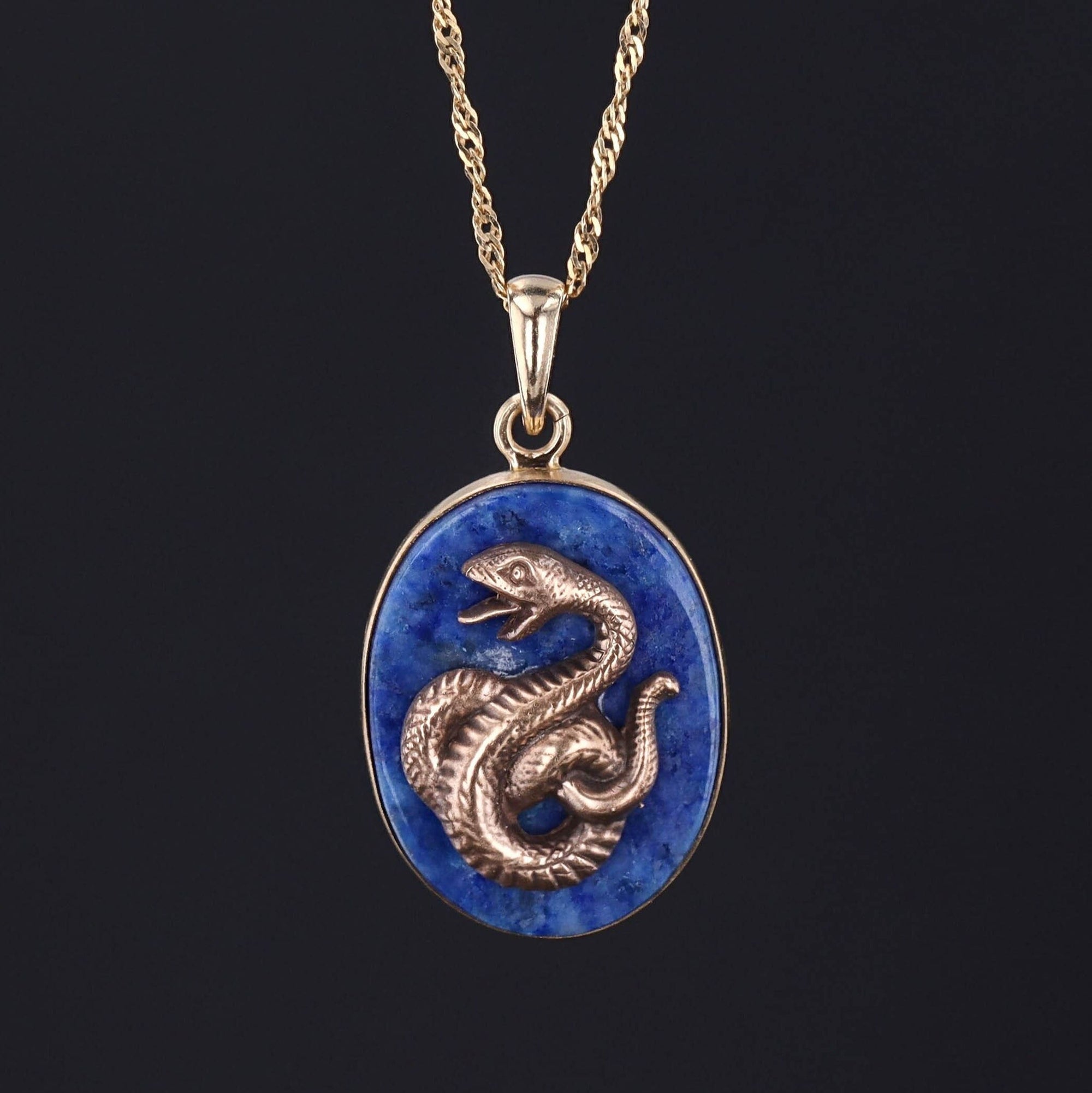 Vintage Snake Pendant | 14k Gold Pendant on Optional 14k Chain 