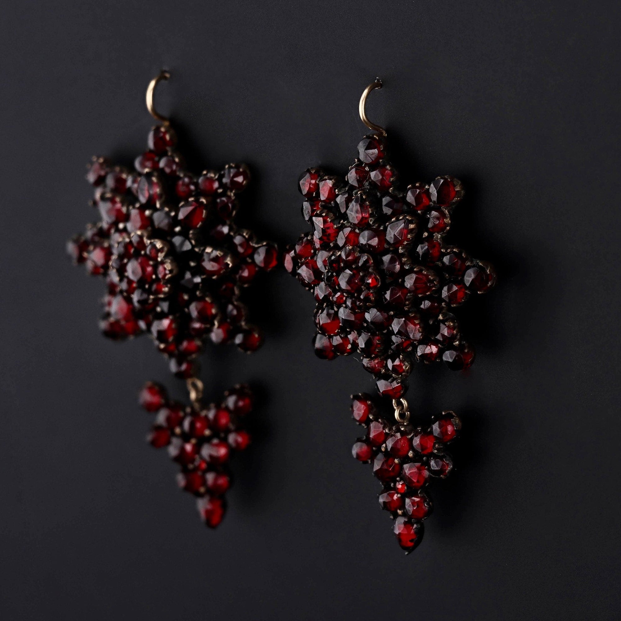 Antique Garnet Earrings | Garnet Pin Conversion Earrings