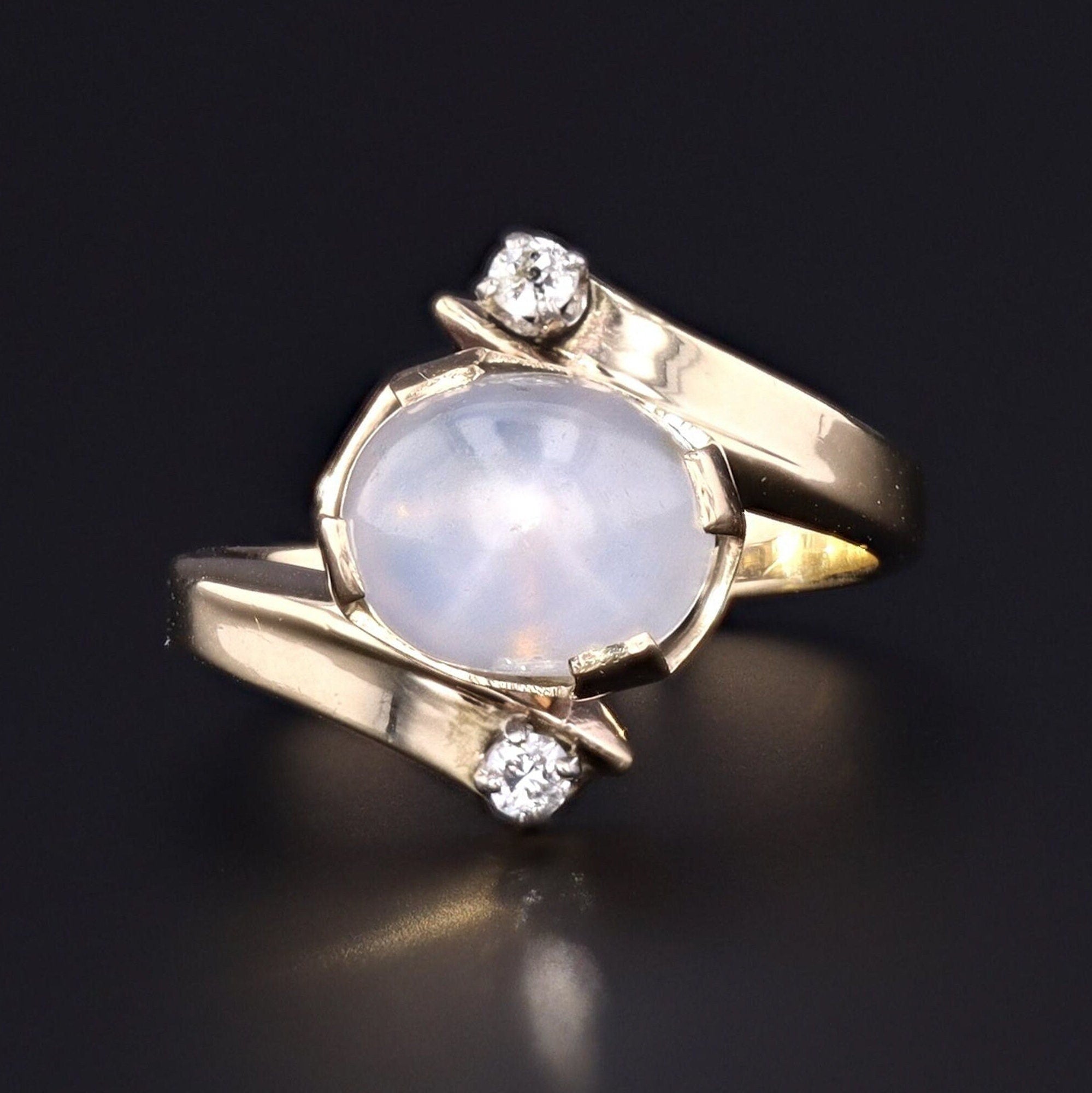 Star Sapphire & Diamond Ring | Vintage Sapphire Ring 