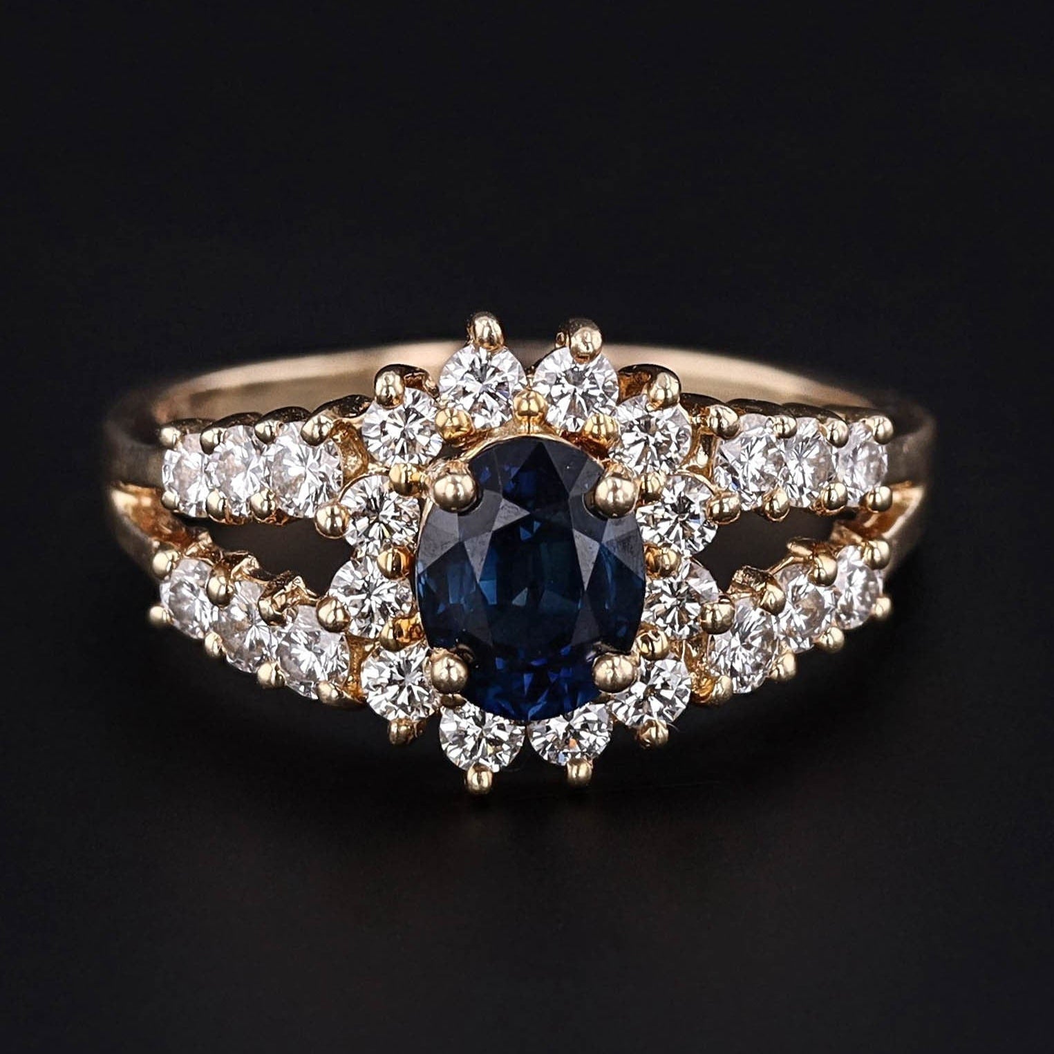 Vintage Sapphire Ring | 14k Gold Sapphire & Diamond Ring by Henry Dankner 