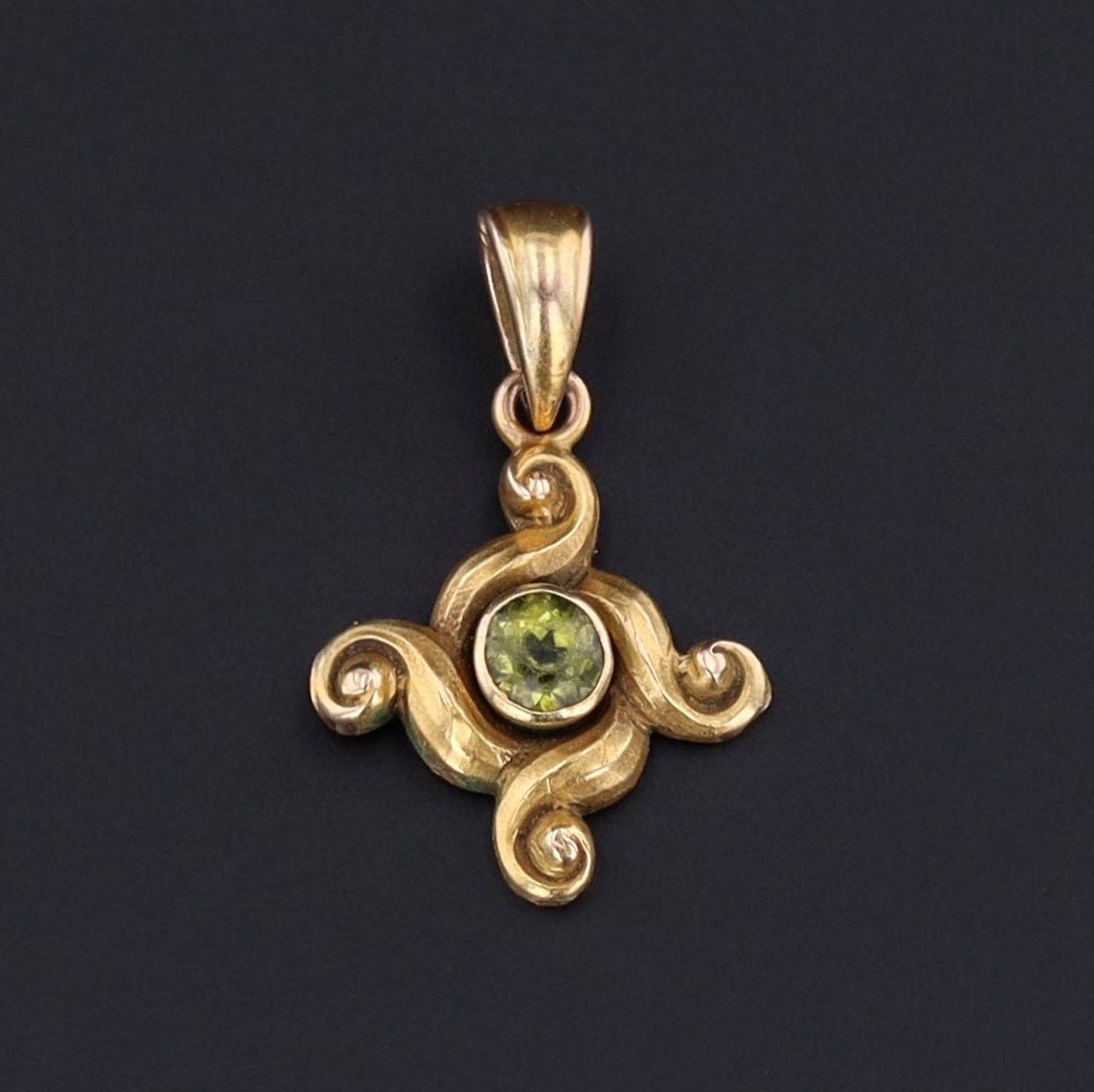 Vintage Peridot Pendant | Antique 14k Gold Pendant 