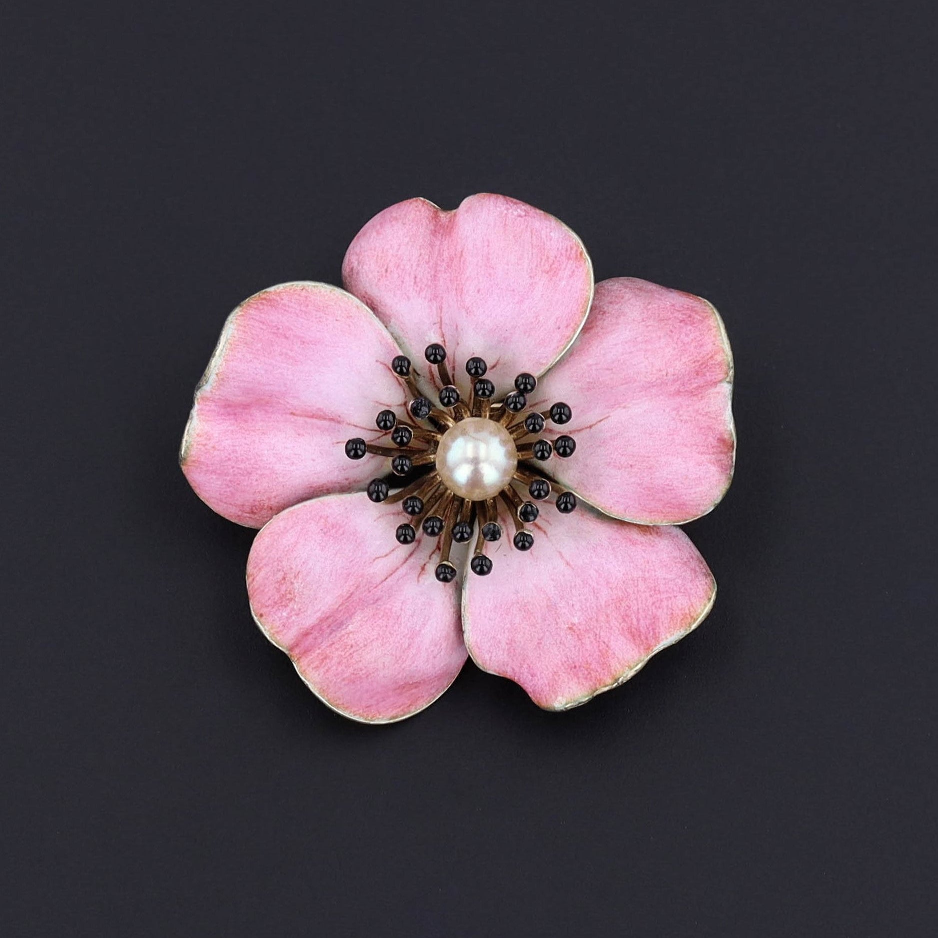 Wild Rose Flower Brooch | Pink Enamel Flower Brooch 