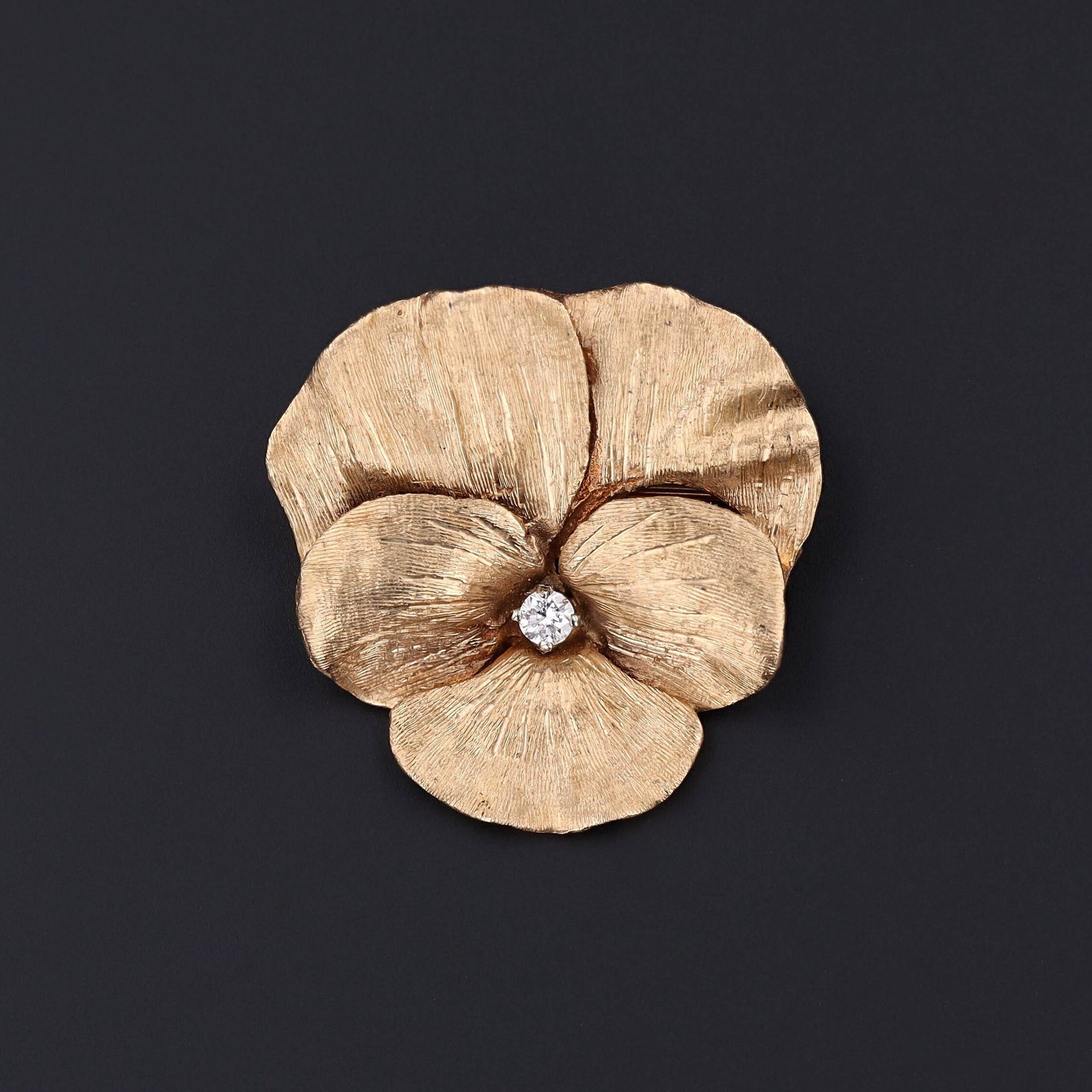 Gold Pansy Brooch | Flower Pin 