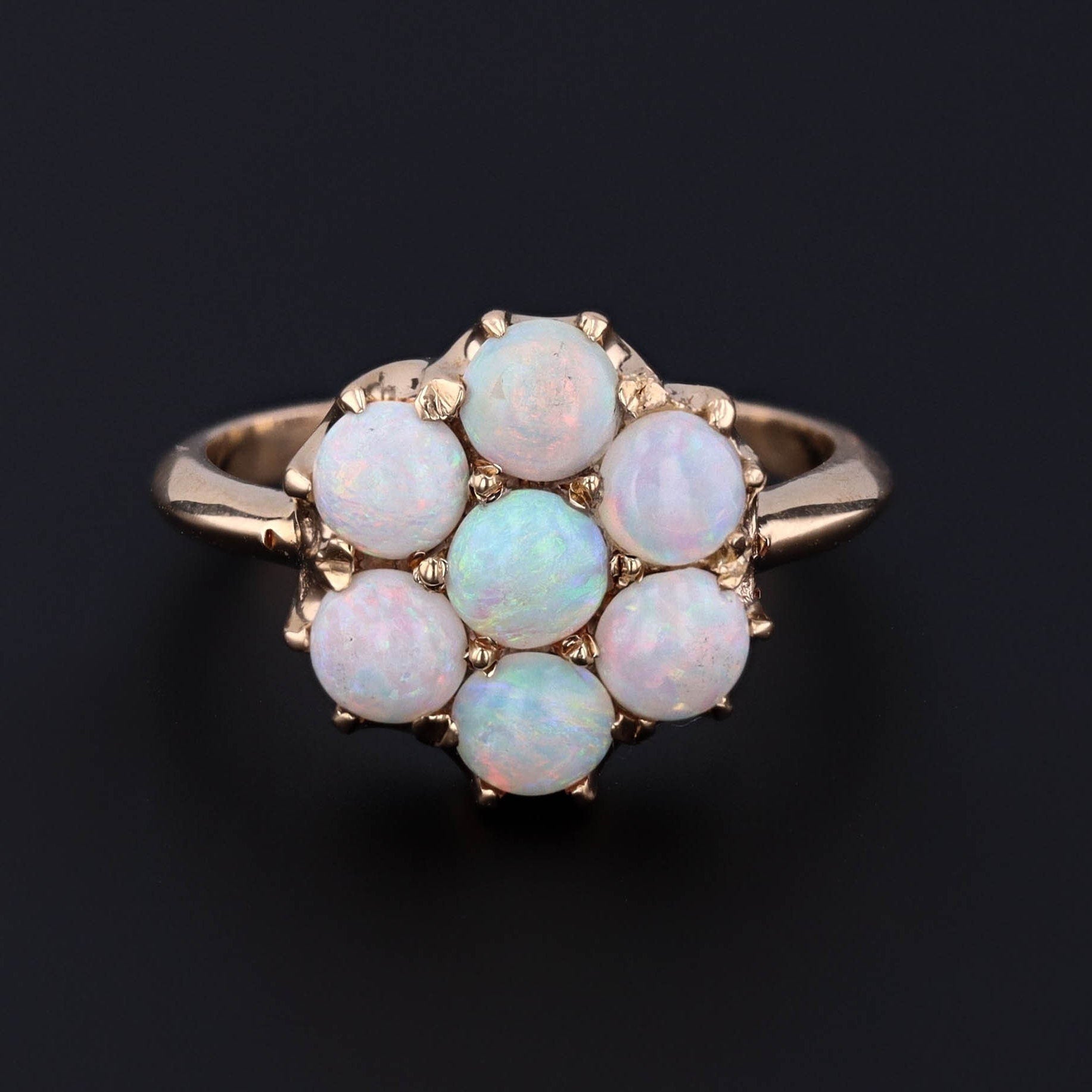 Vintage Opal Ring | 14k Gold Opal Cluster Ring 