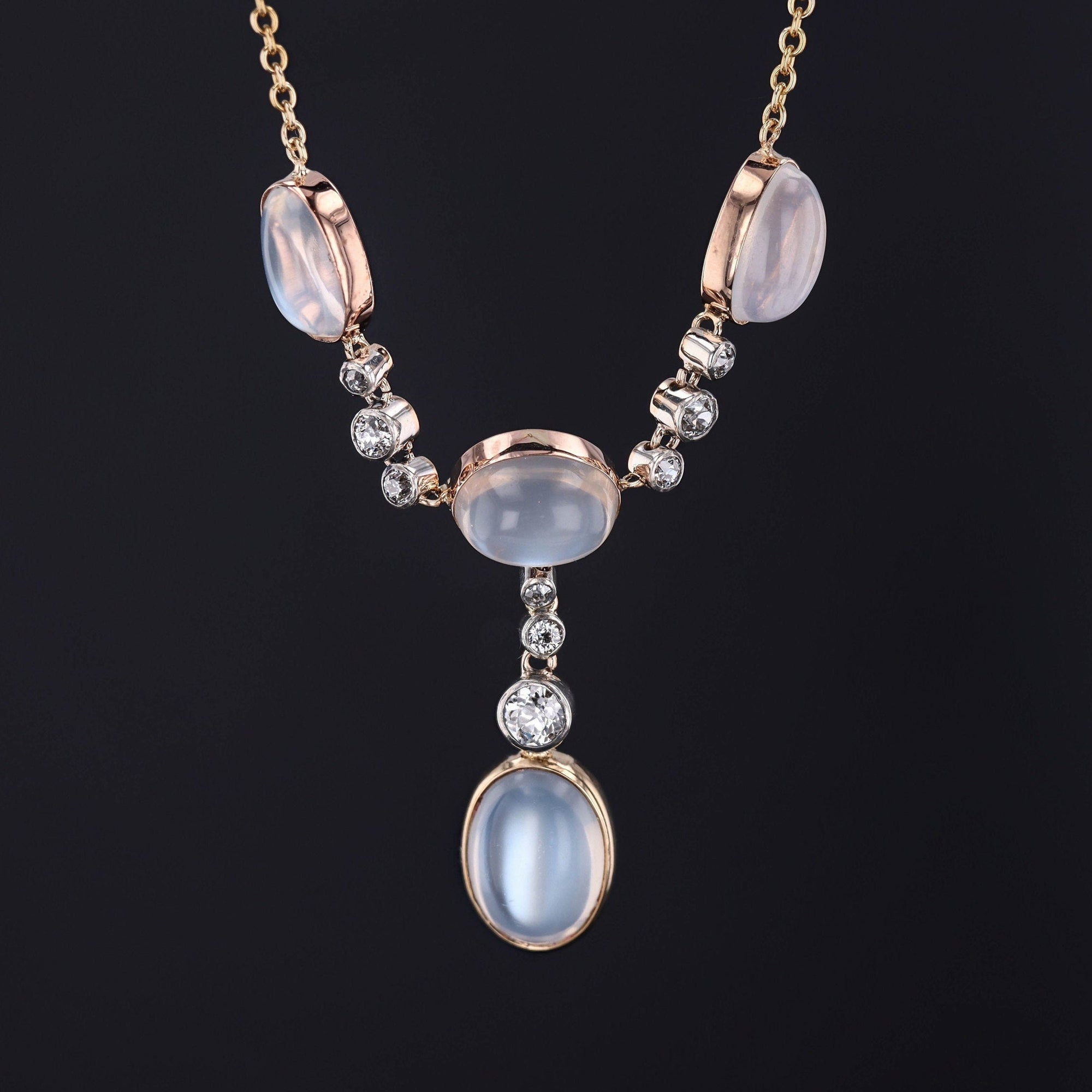Moonstone Necklace | 14k Gold, Moonstone & Diamond Necklace 