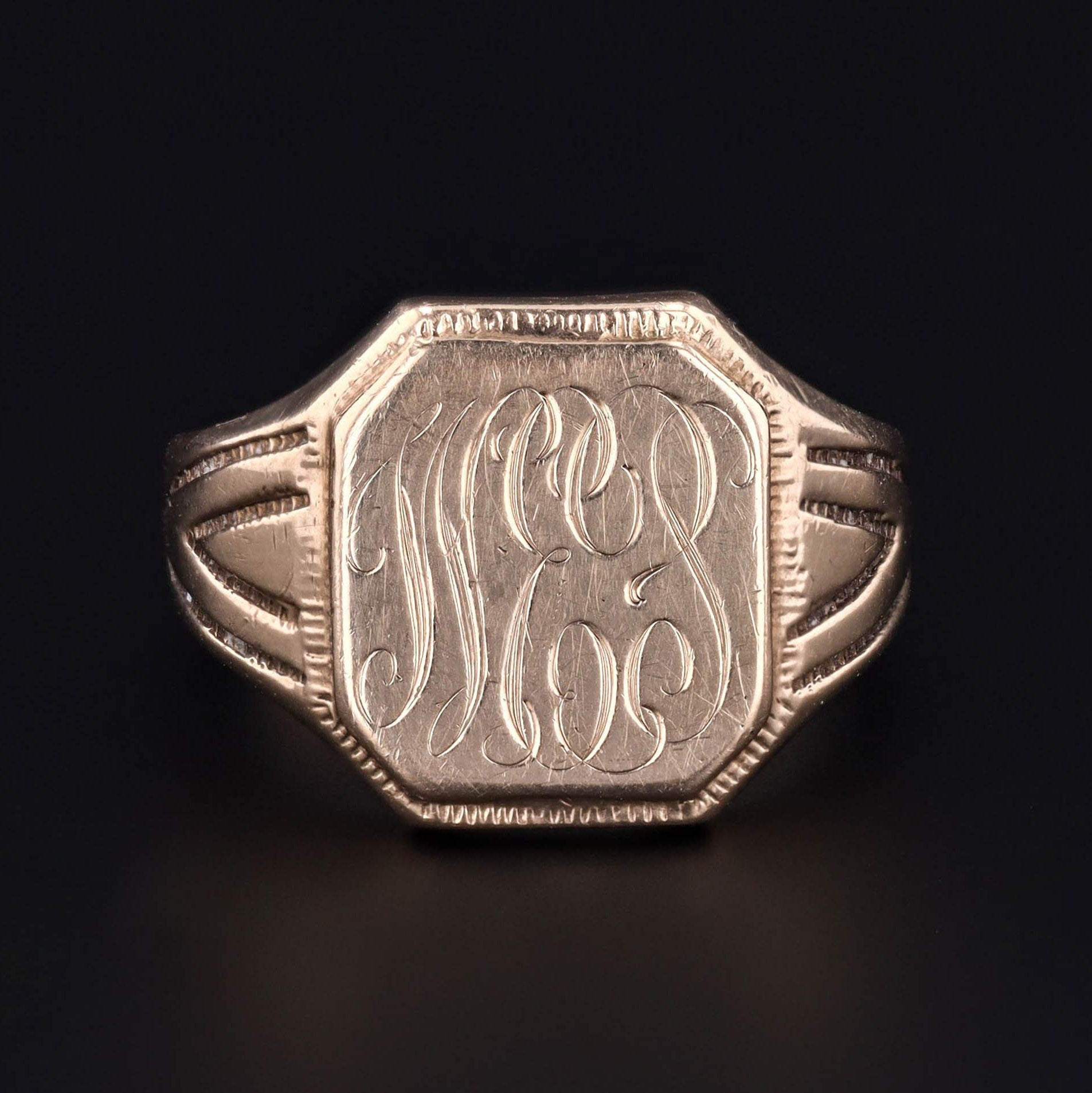 Antique Signet Ring | Letters WEP or WES Initial Ring 