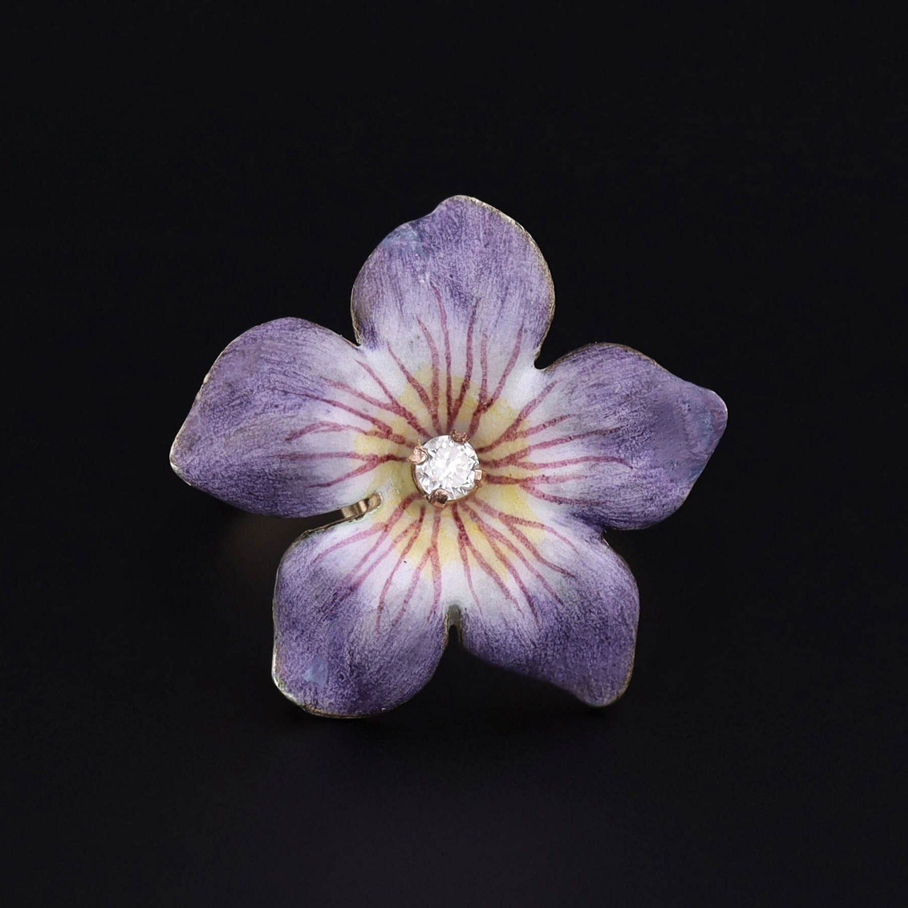 Purple Flower Ring | Vintage Pin Conversion Ring 