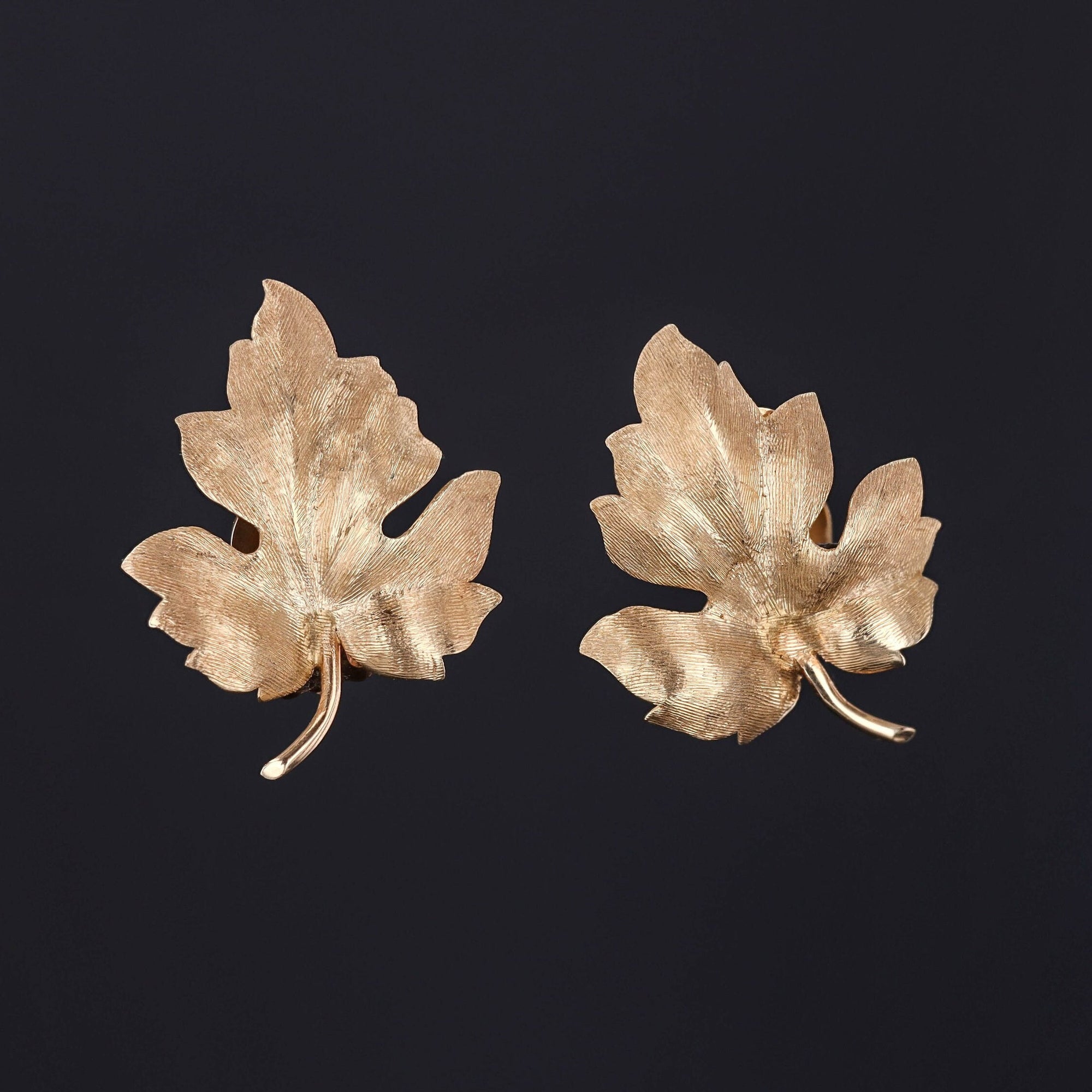 Vintage Leaf Earrings | 14k Gold Earrings 