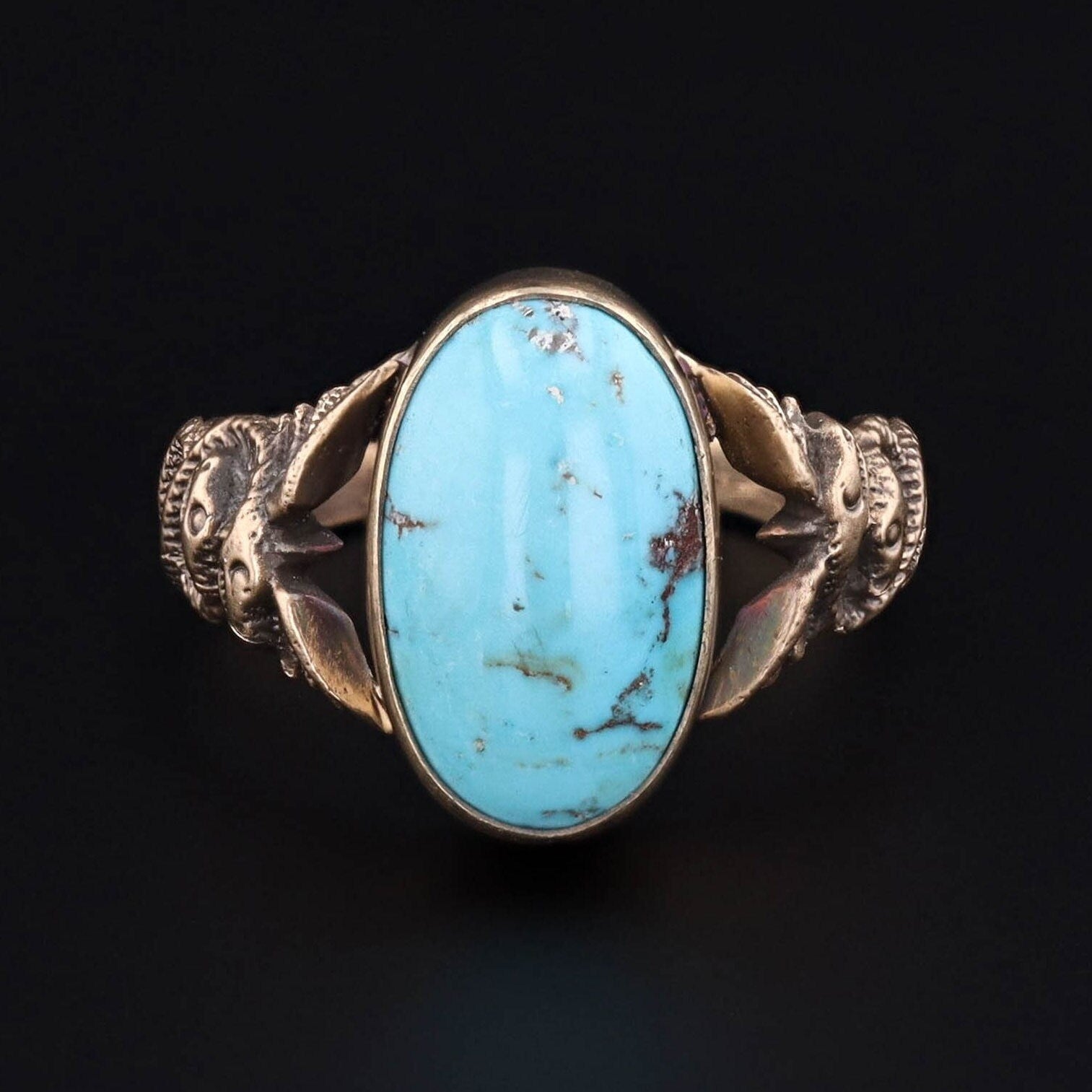 Caduceus Ring | 14k Gold & Turquoise Ring 