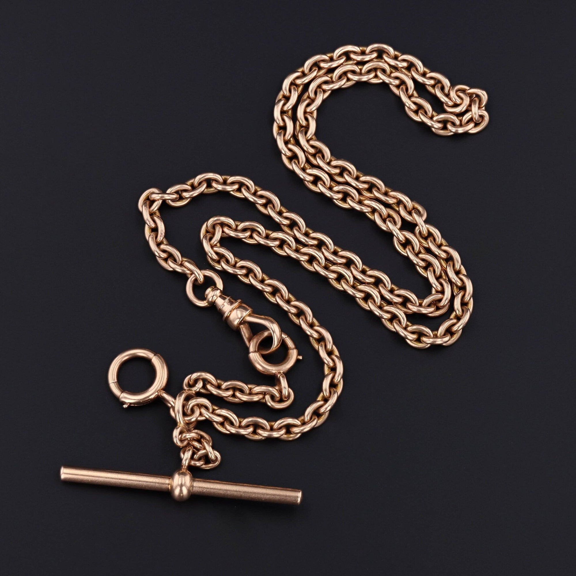 Antique Watch Chain Necklace | Chunky 14k Gold Watch Chain 