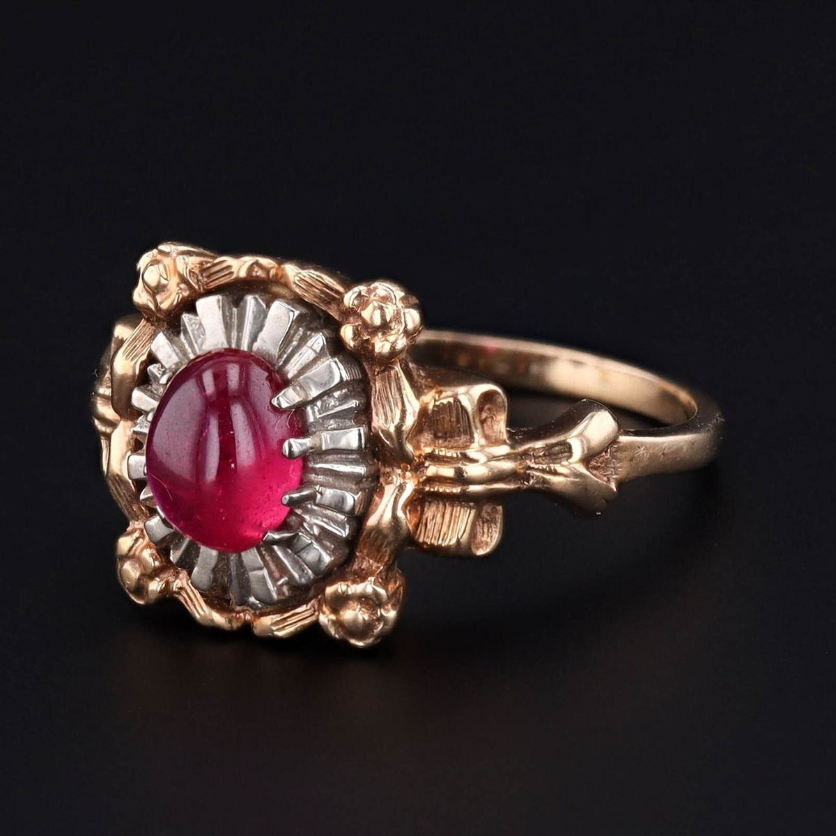 Vintage 10k Gold Ruby Ring | Synthetic Ruby Ring - Trademark Antiques