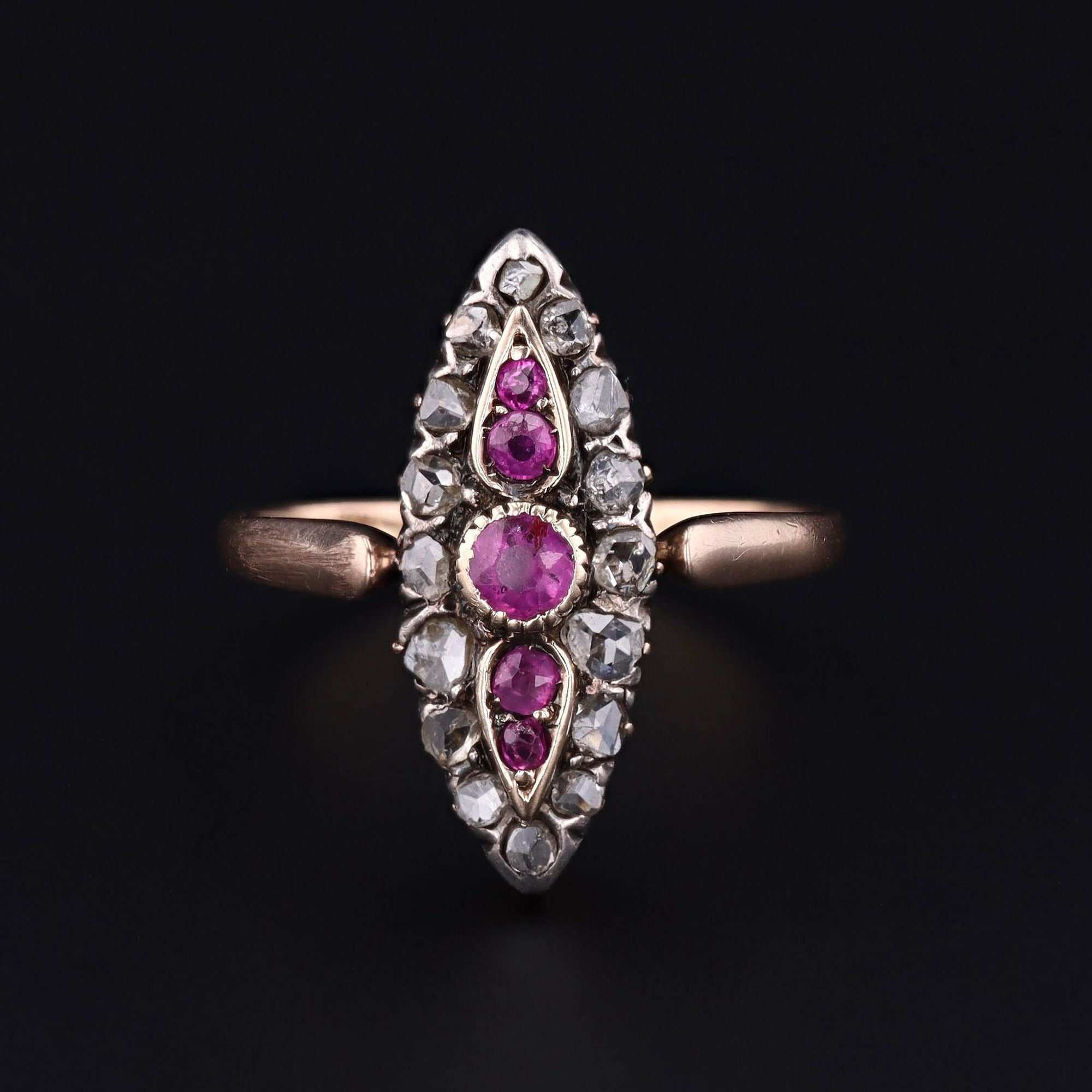 Antique Ruby Ring | Navette Ring 