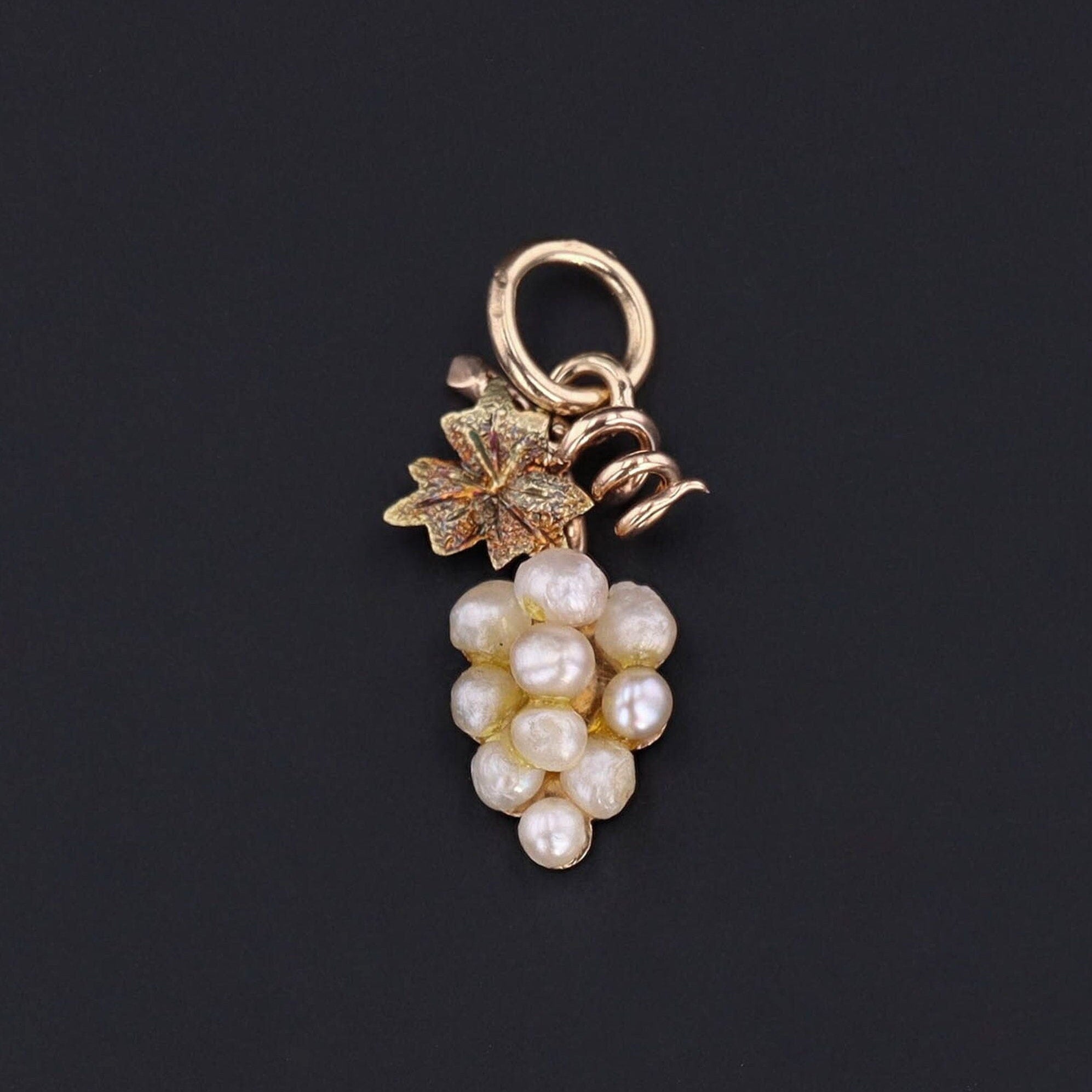 Antique Pearl Grape Pendant | 10k Gold Victorian Grape Pendant 